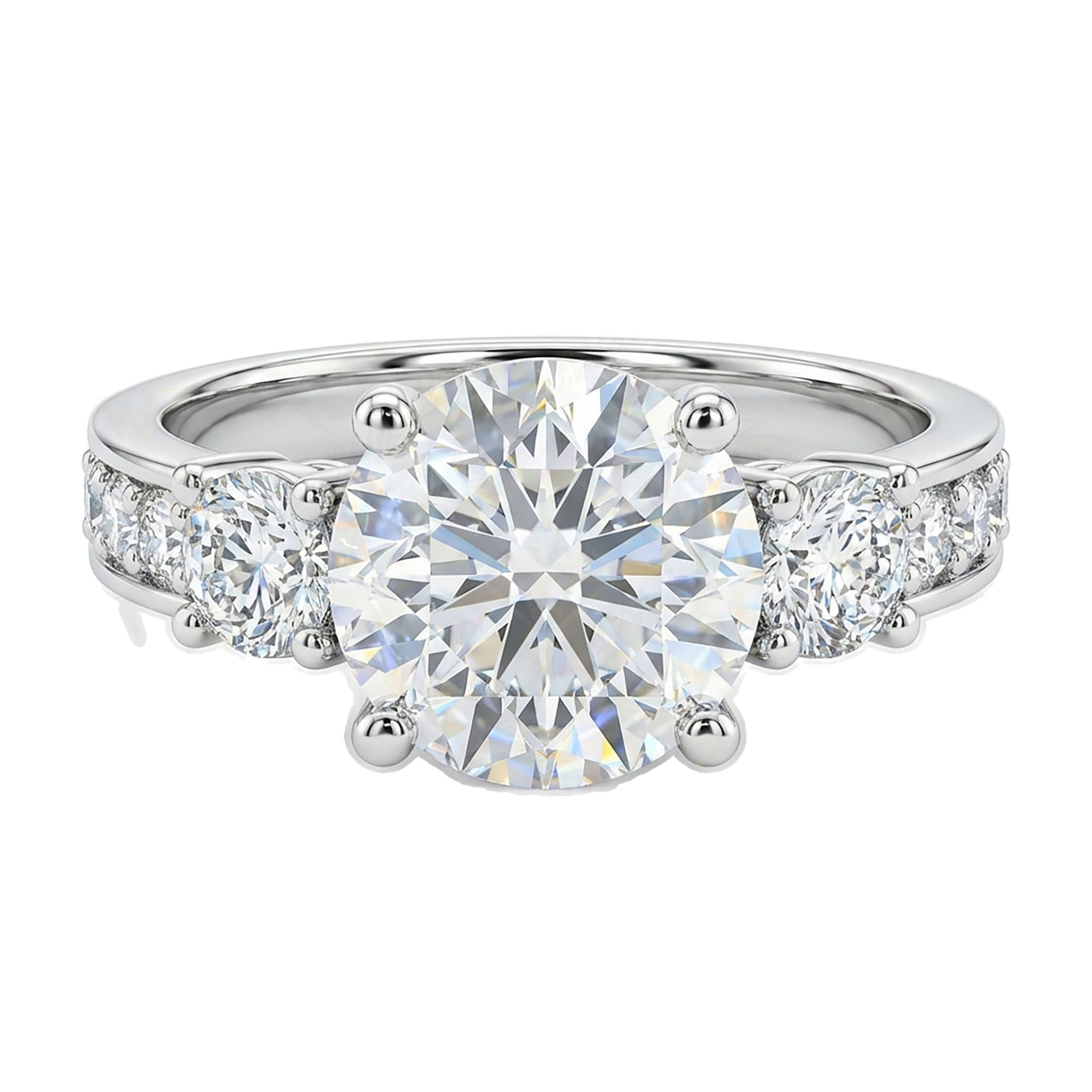 3.00 ct EF VS Lab Grown Diamond Three Stone Engagement Ring in 14k White Gold _ Sz0500 4130