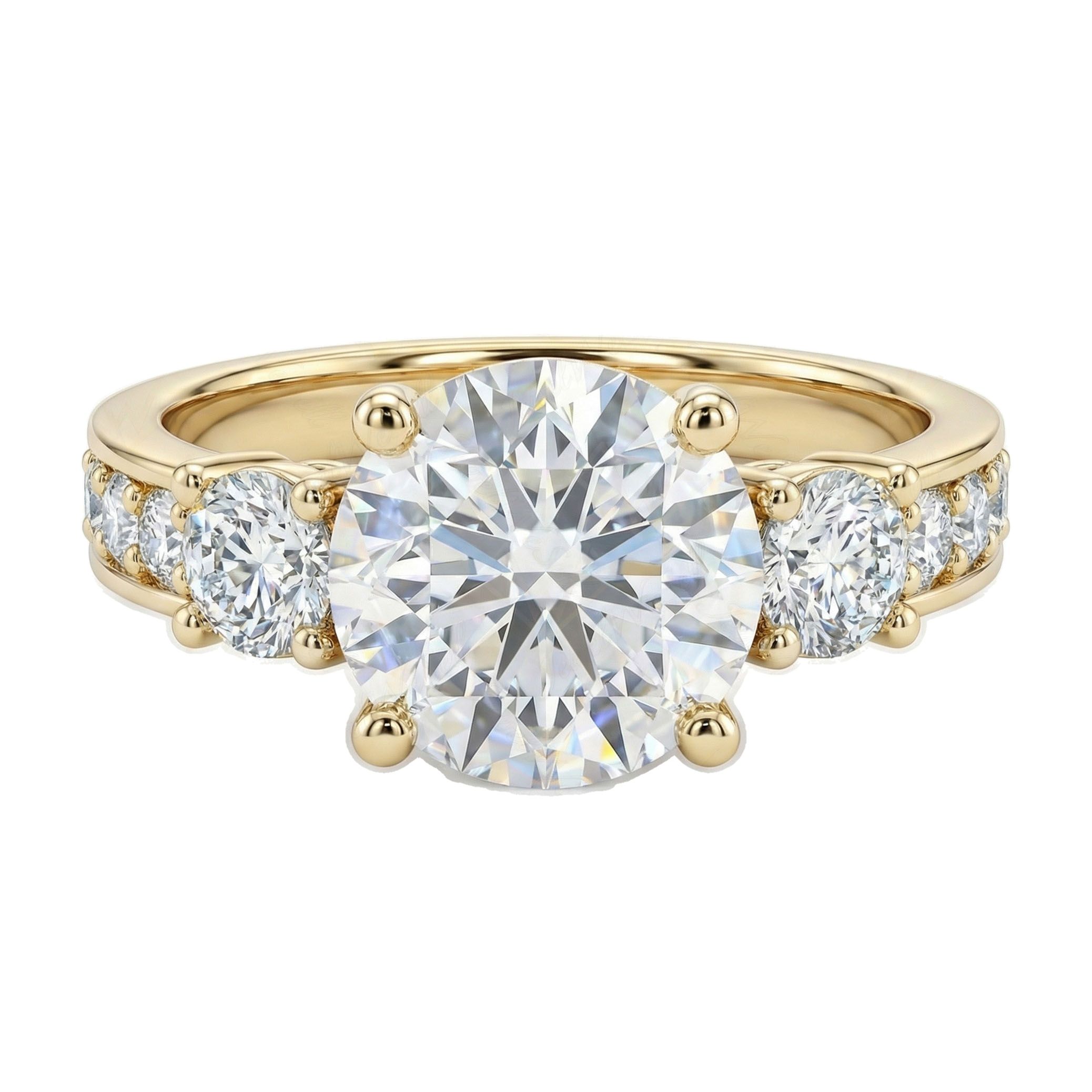 3.00 ct EF VS Lab Grown Diamond Three Stone Engagement Ring in 10k Yellow Gold _ Sz0675 4130