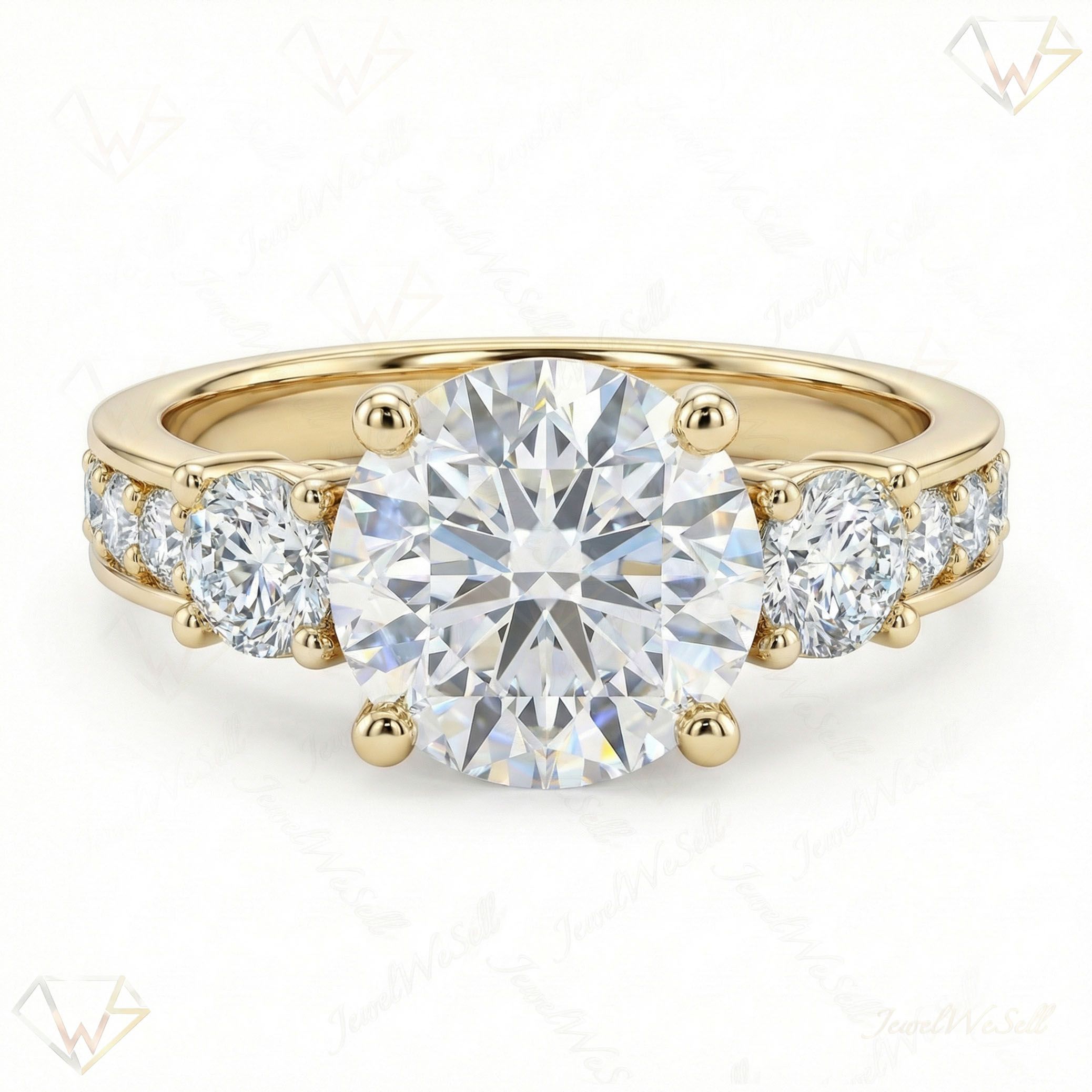 3.00 ct EF VS Lab Grown Diamond Three Stone Engagement Ring in 14k Yellow Gold _ Sz0425 4130