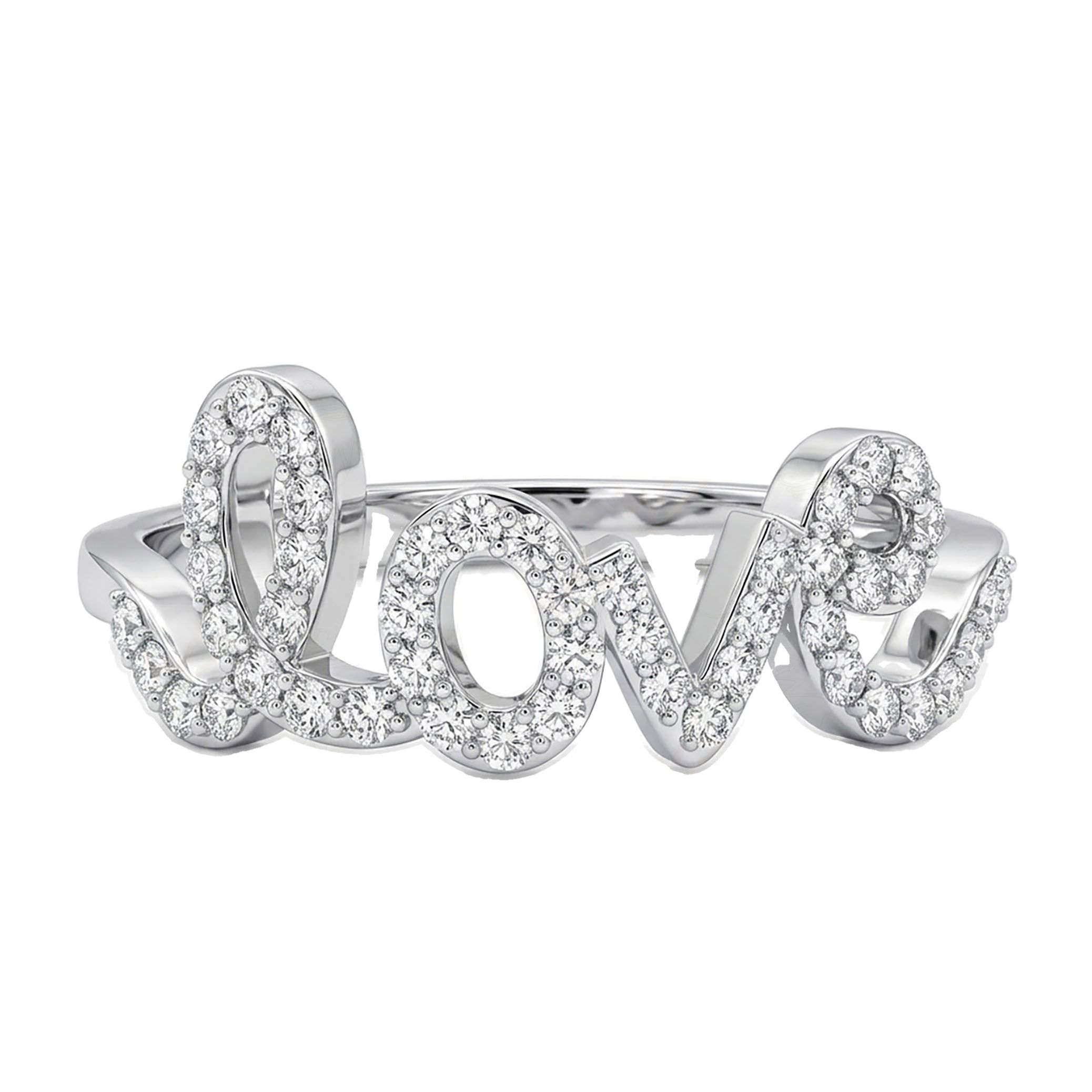 0.40 ct EF VS Lab Grown Diamond Fancy Ring in 14k White Gold _ Sz0650 4623