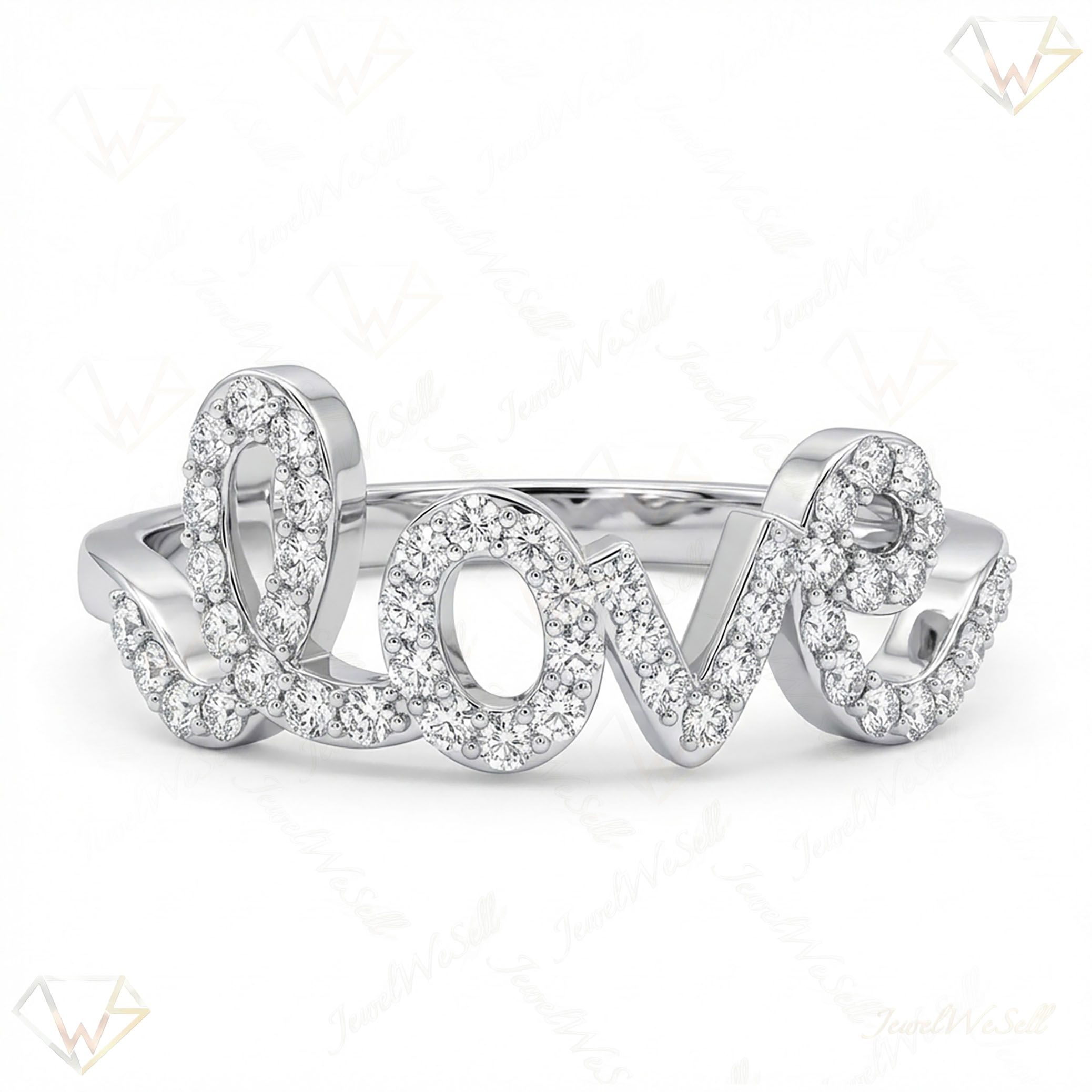 0.40 ct EF VS Lab Grown Diamond Fancy Ring in 10k White Gold _ Sz0550 4623