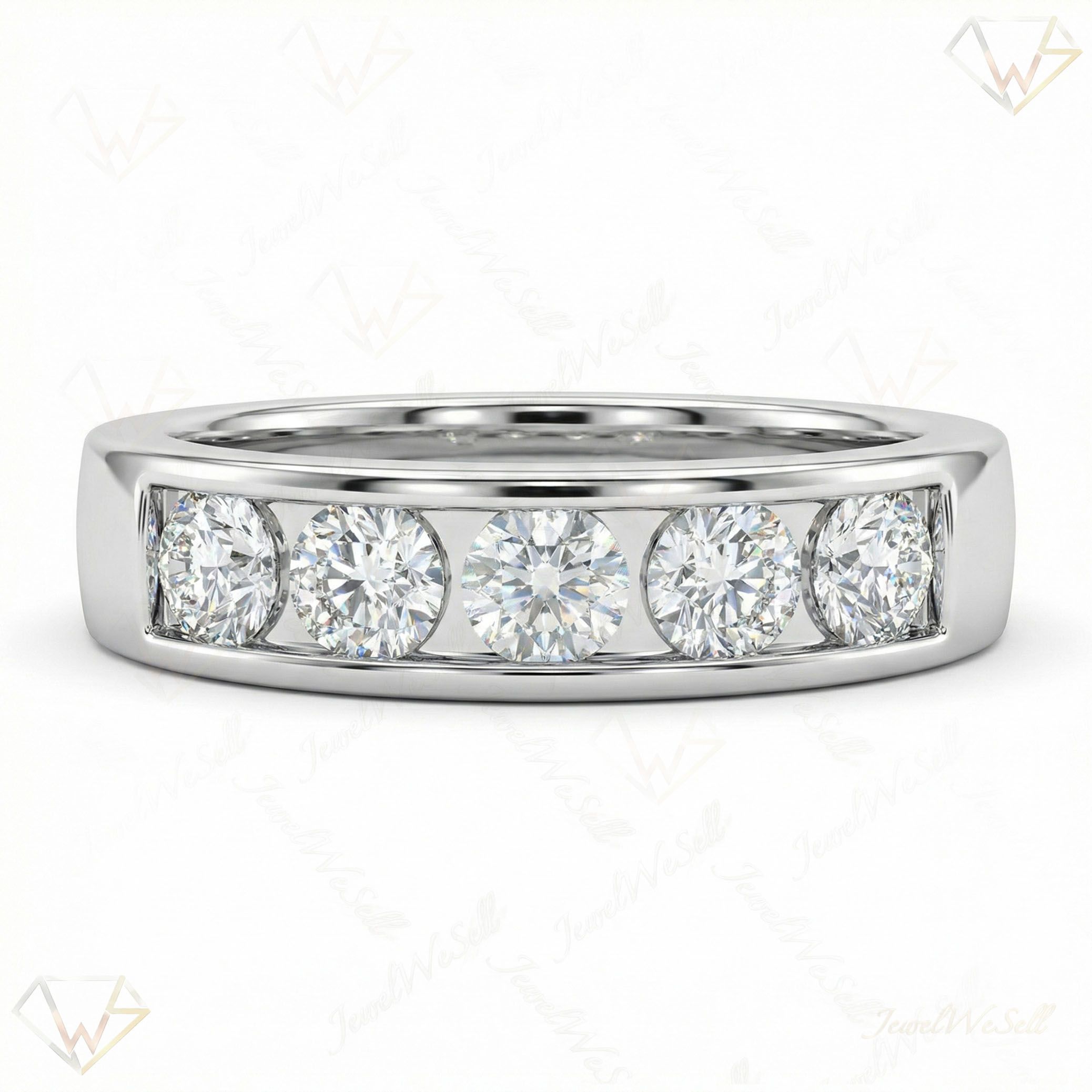 1.10 ct EF VS Lab Grown Diamond Single Row Wedding Band in 10k White Gold _ Sz0450 5372