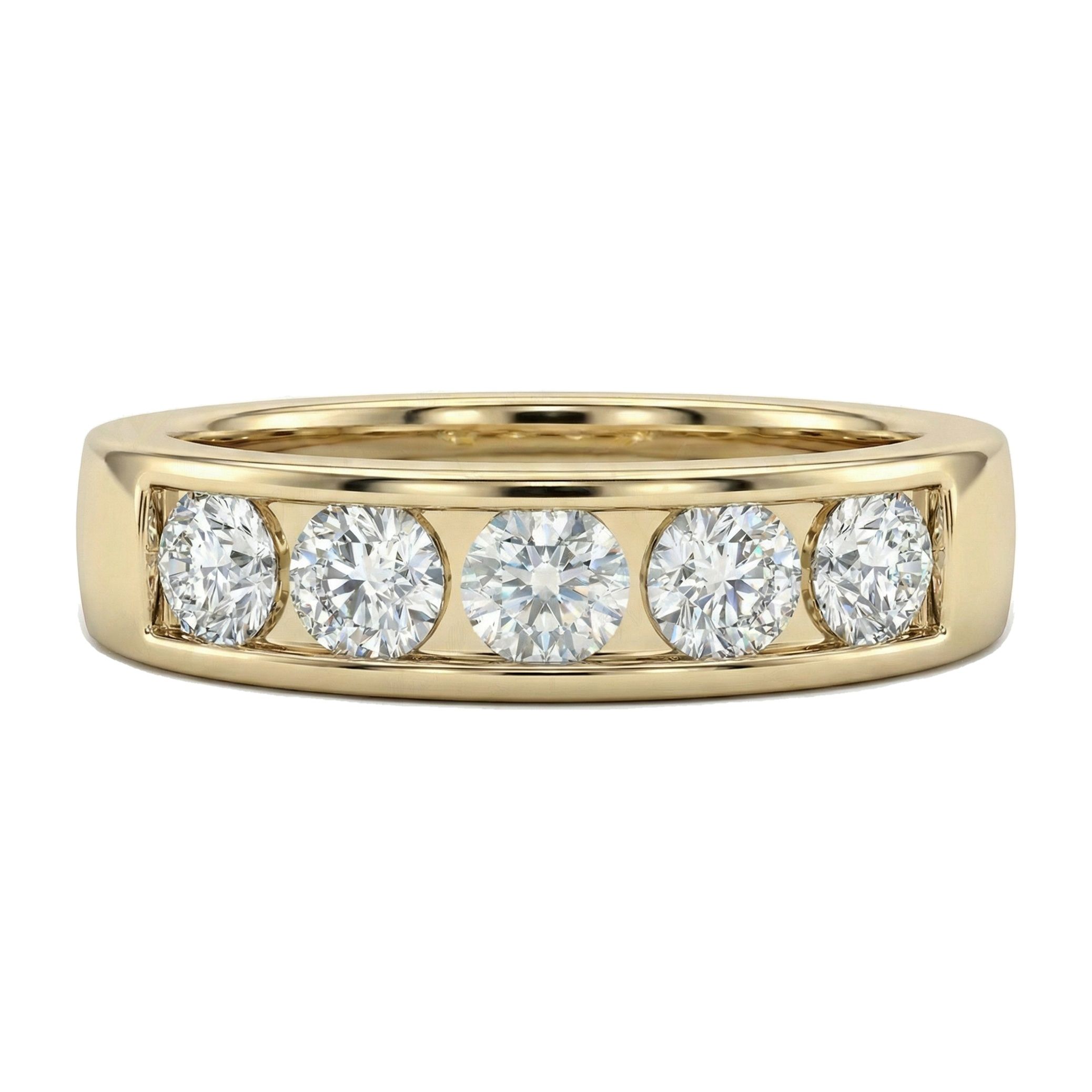 1.10 ct EF VS Lab Grown Diamond Single Row Wedding Band in 10k Yellow Gold _ Sz0525 5372