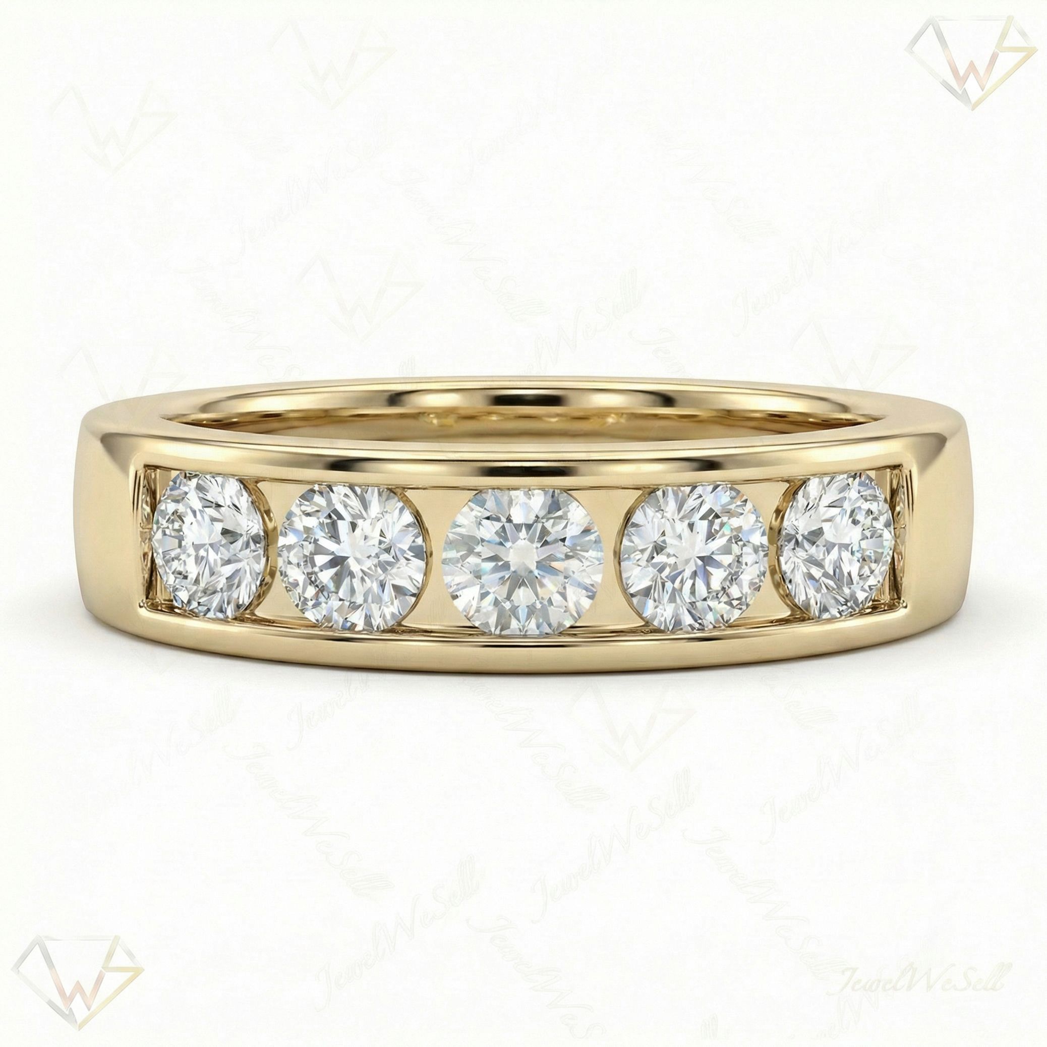 1.10 ct EF VS Lab Grown Diamond Single Row Wedding Band in 14k Yellow Gold _ Sz0775 5372