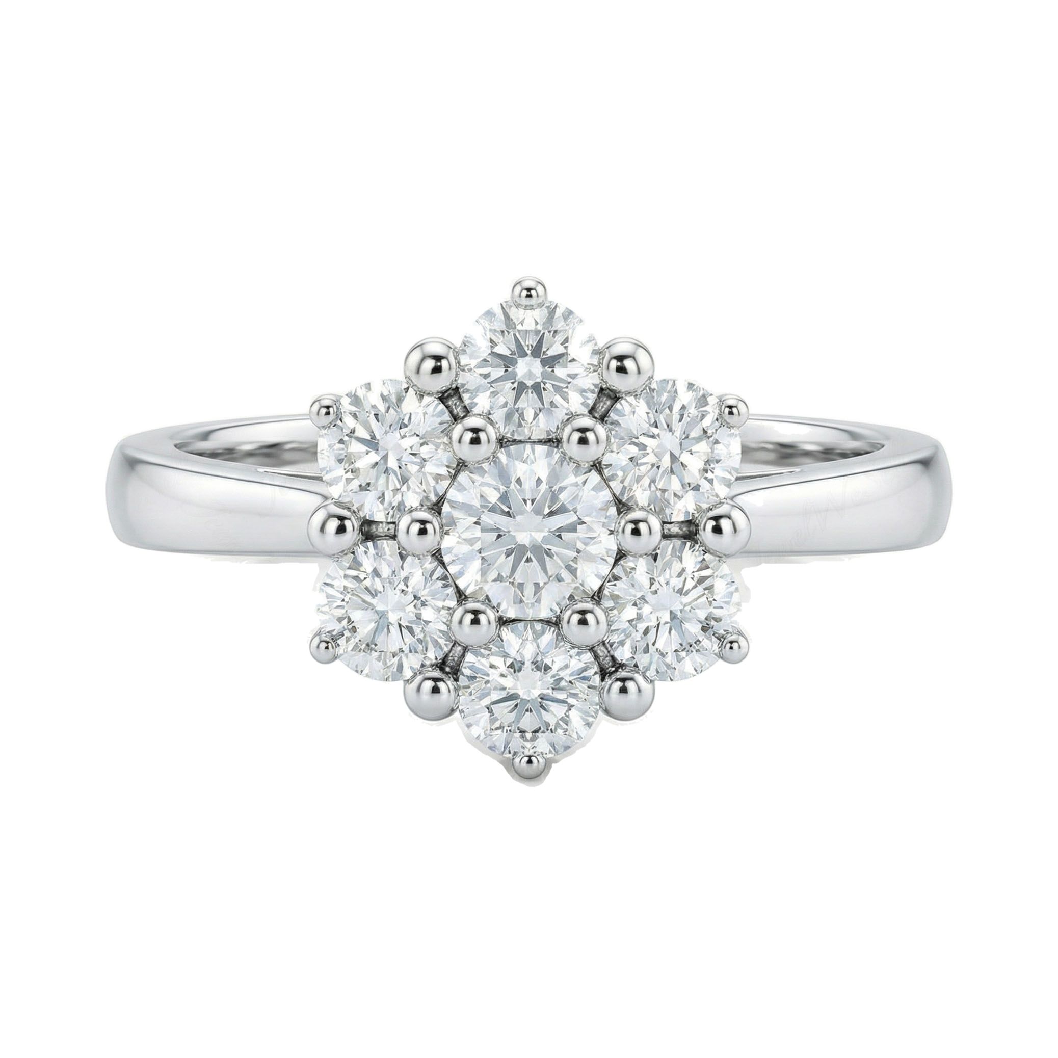0.60 ct EF VS Lab Grown Diamond Circle Cluster Engagement Ring in 10k White Gold _ Sz0575 6291