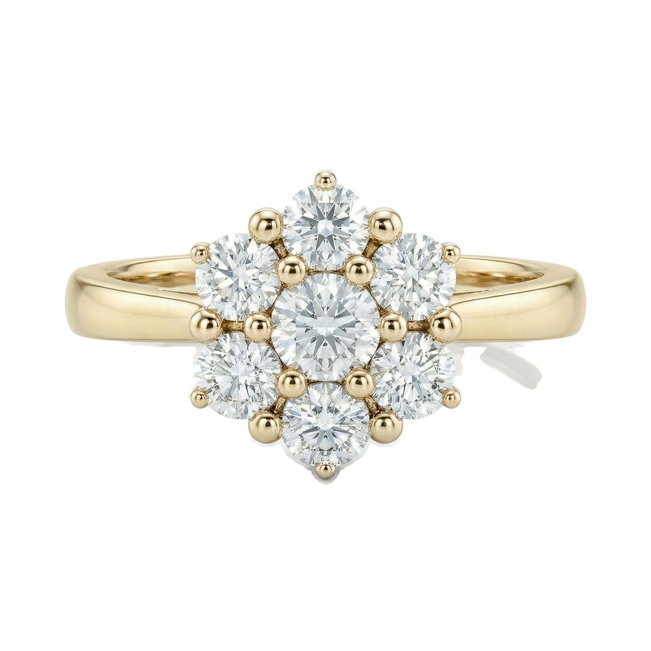 0.60 ct EF VS Lab Grown Diamond Circle Cluster Engagement Ring in 10k Yellow Gold _ Sz0875 6291