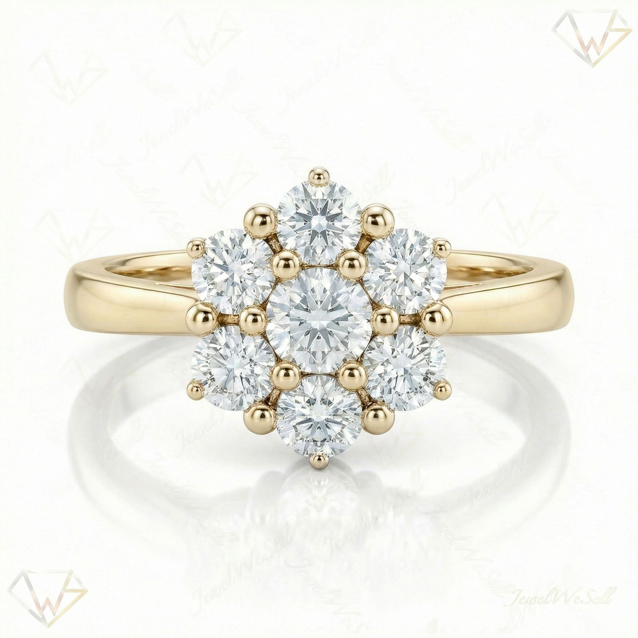 0.60 ct EF VS Lab Grown Diamond Circle Cluster Engagement Ring in 10k Yellow Gold _ Sz0475 6291