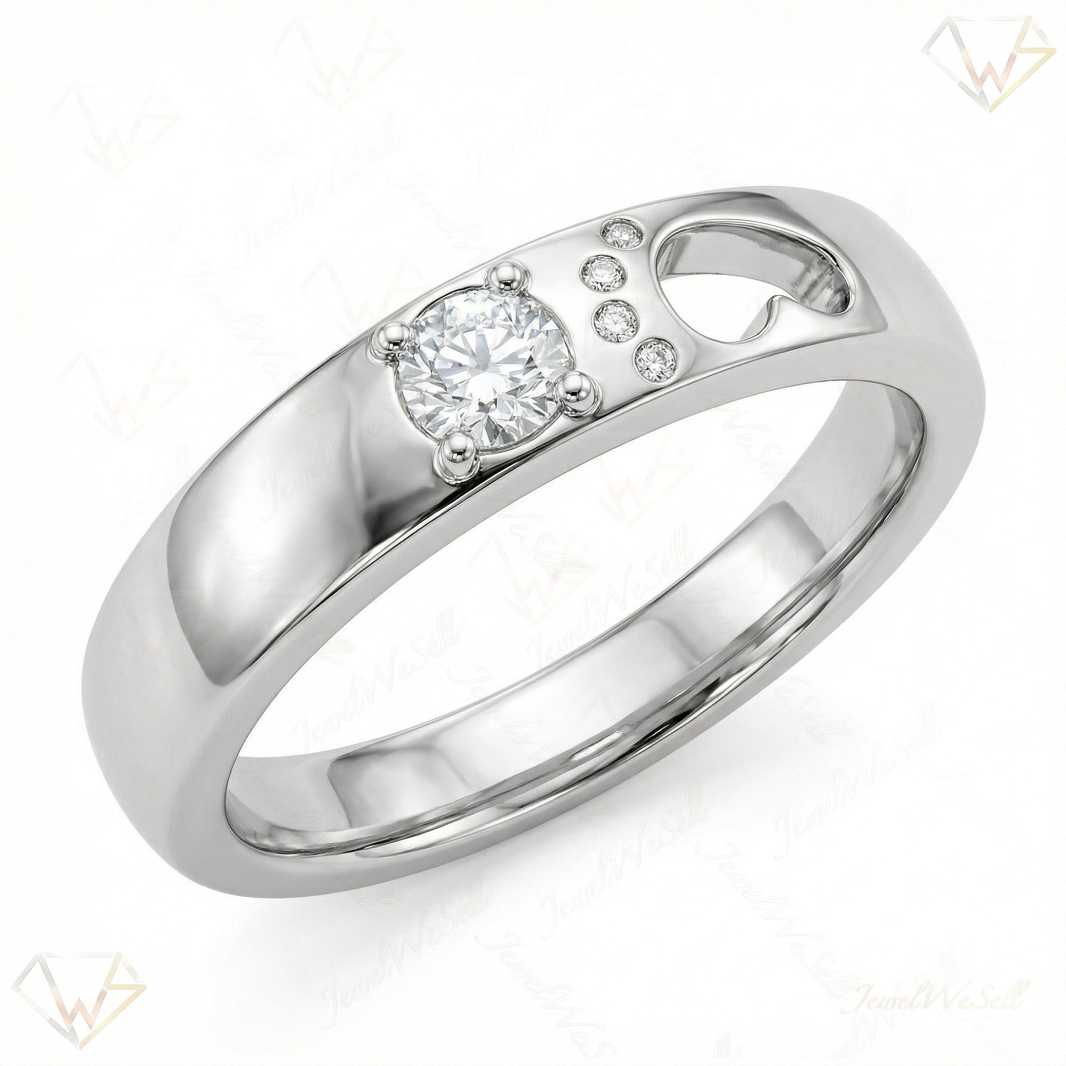 0.15 ct EF VS Lab Grown Diamond Fancy Ring in 10k White Gold _ Sz0700 6443