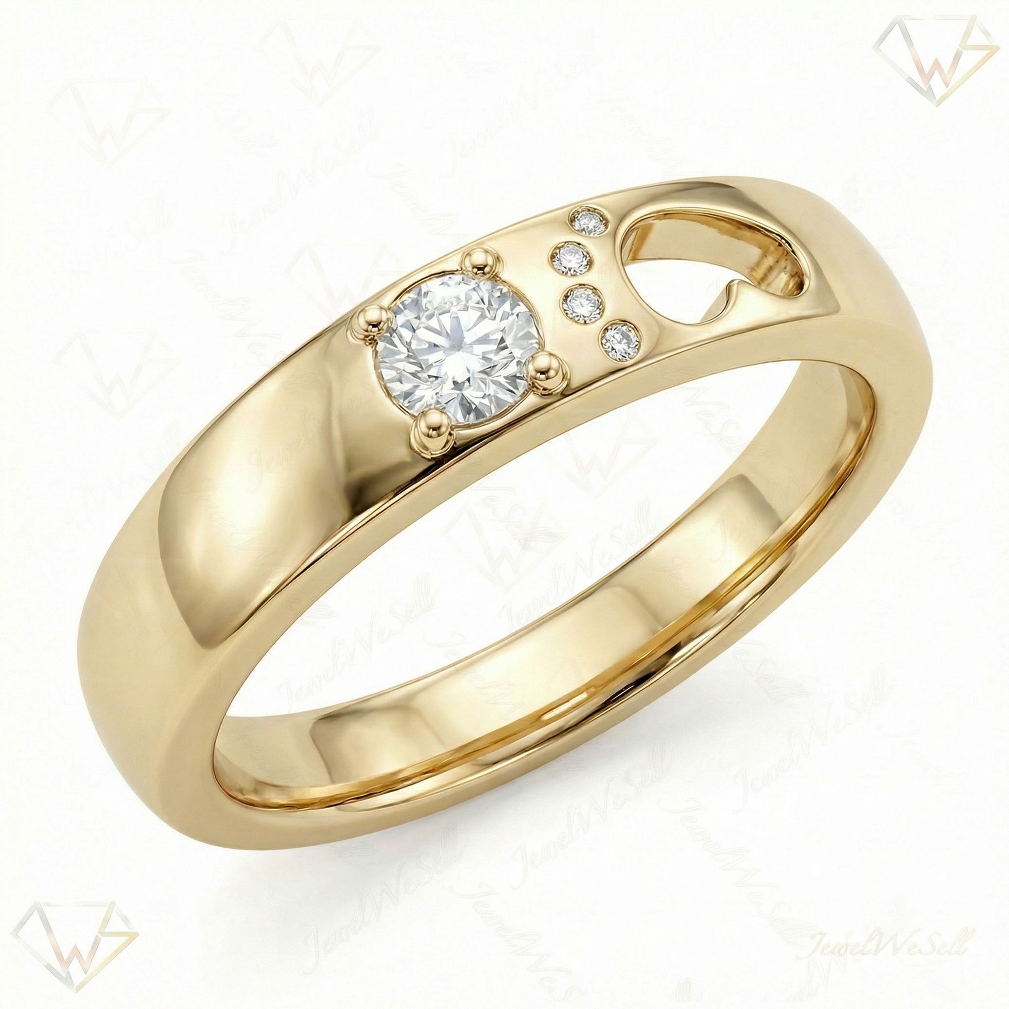 0.15 ct EF VS Lab Grown Diamond Fancy Ring in 10k Yellow Gold _ Sz0700 6443