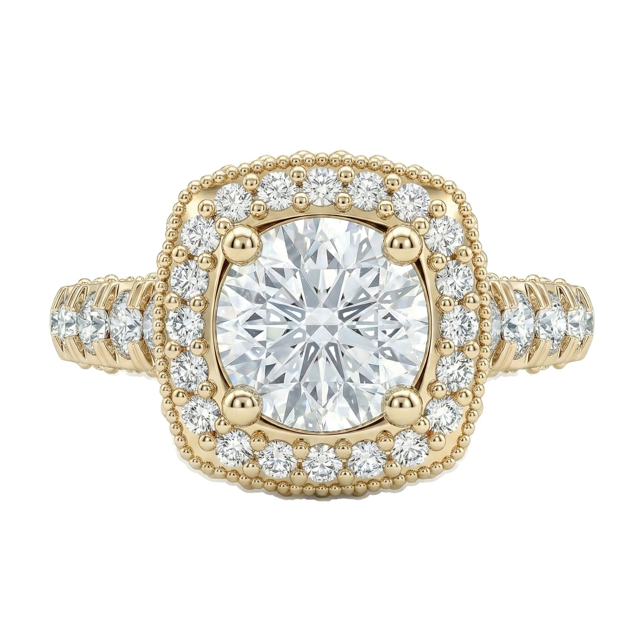2.25 ct EF VS Lab Grown Diamond Halo Engagement Ring in 14k Yellow Gold _ Sz0675 6538