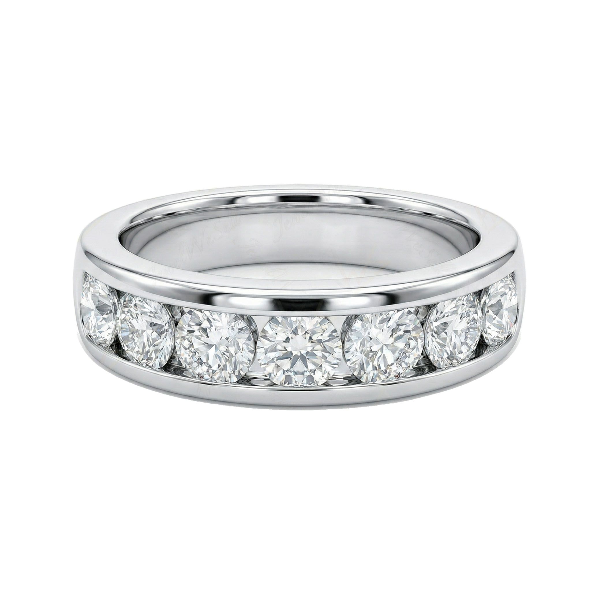 1.60 ct EF VS Lab Grown Diamond Single Row Wedding Band in 10k White Gold _ Sz0875 6579