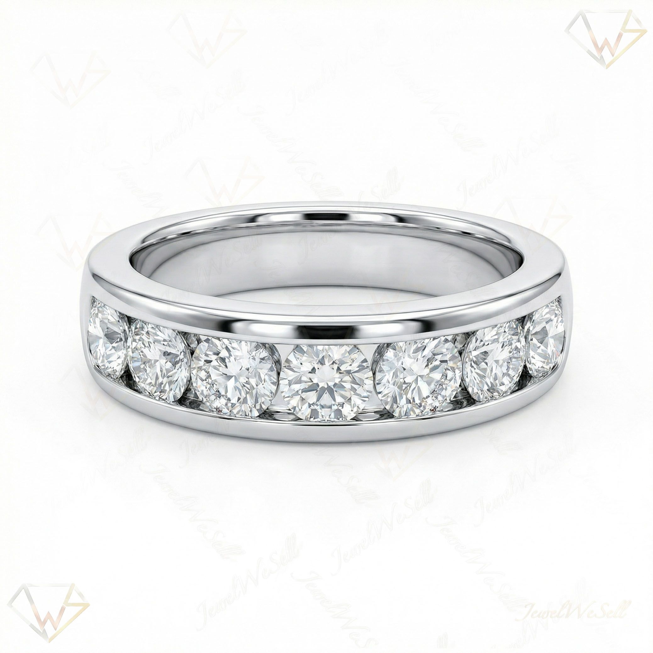 1.60 ct EF VS Lab Grown Diamond Single Row Wedding Band in 10k White Gold _ Sz0425 6579