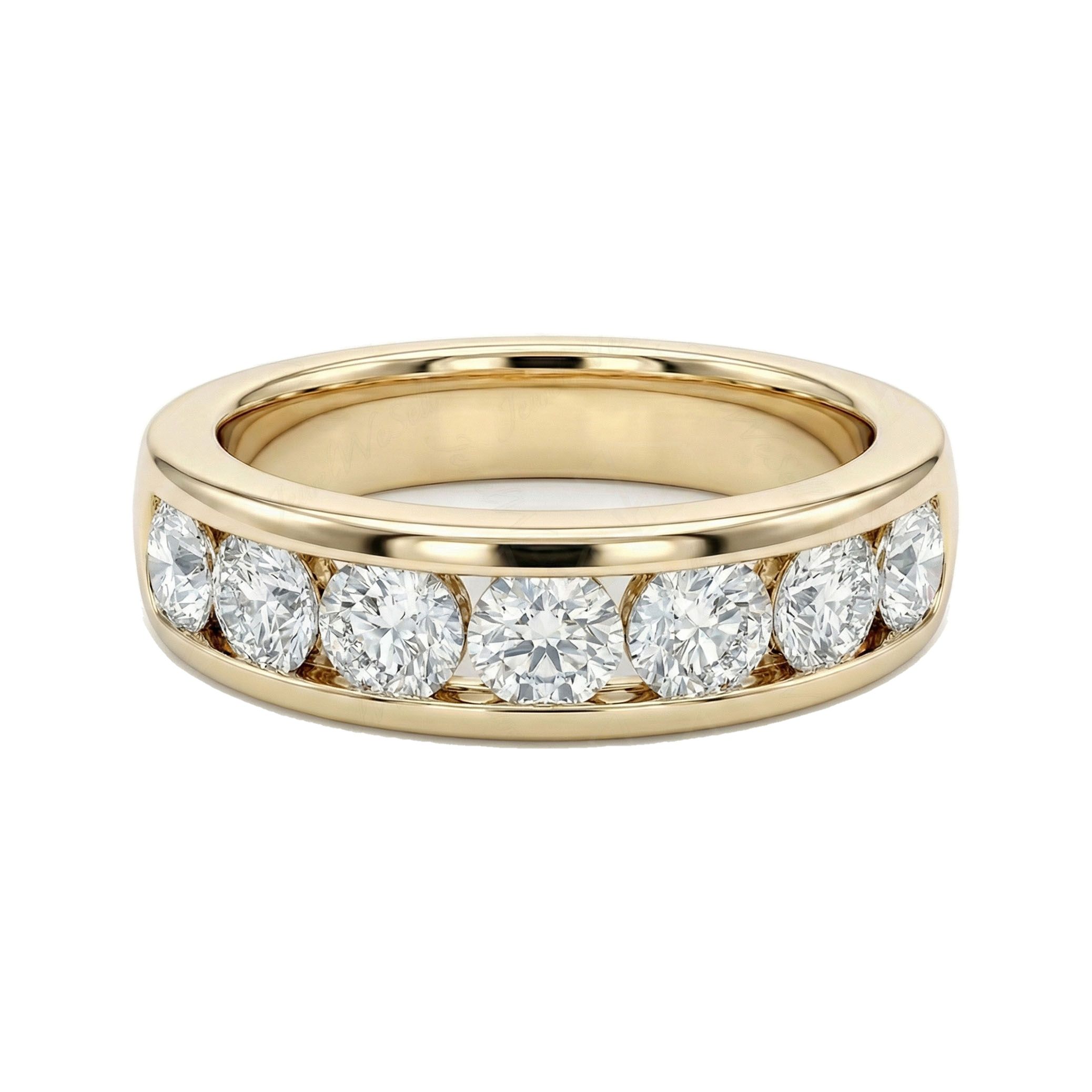1.60 ct EF VS Lab Grown Diamond Single Row Wedding Band in 10k Yellow Gold _ Sz0875 6579
