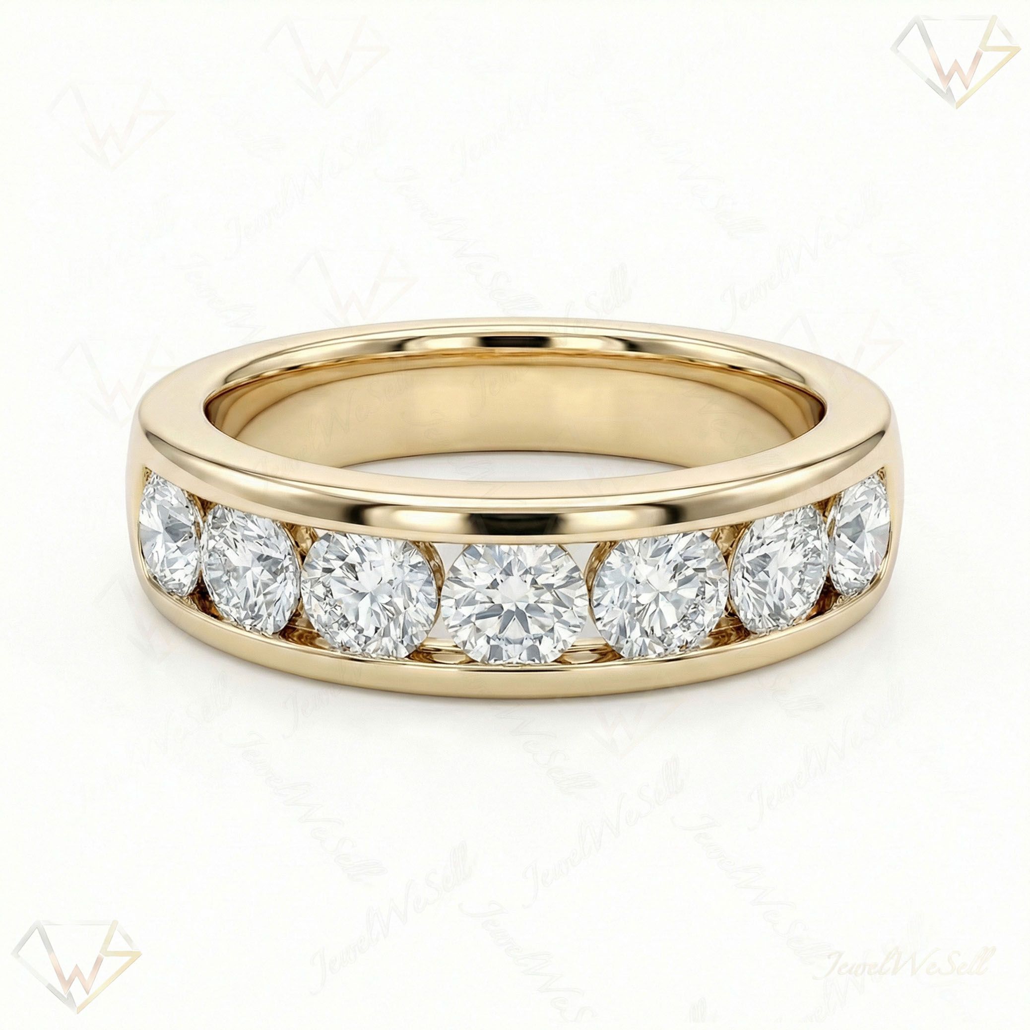 1.60 ct EF VS Lab Grown Diamond Single Row Wedding Band in 14k Yellow Gold _ Sz0875 6579