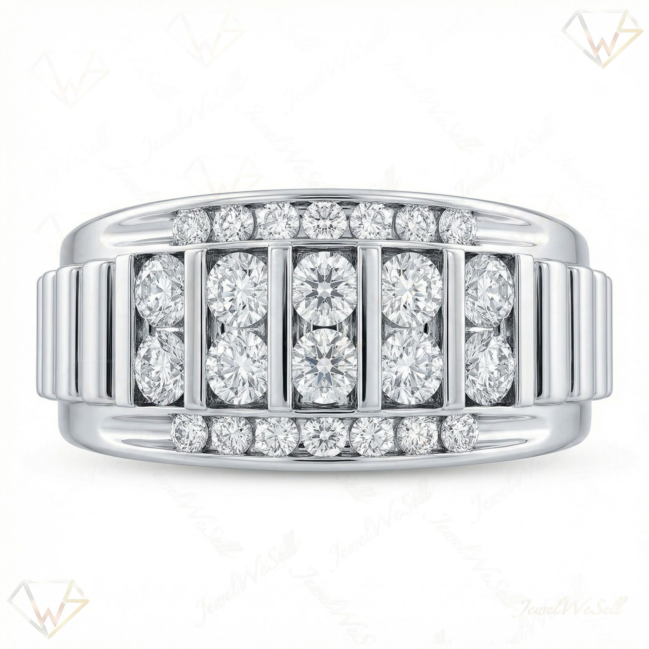 0.90 ct EF VS Lab Grown Diamond Mens Wedding Band in 10k White Gold _ Sz0850 6592