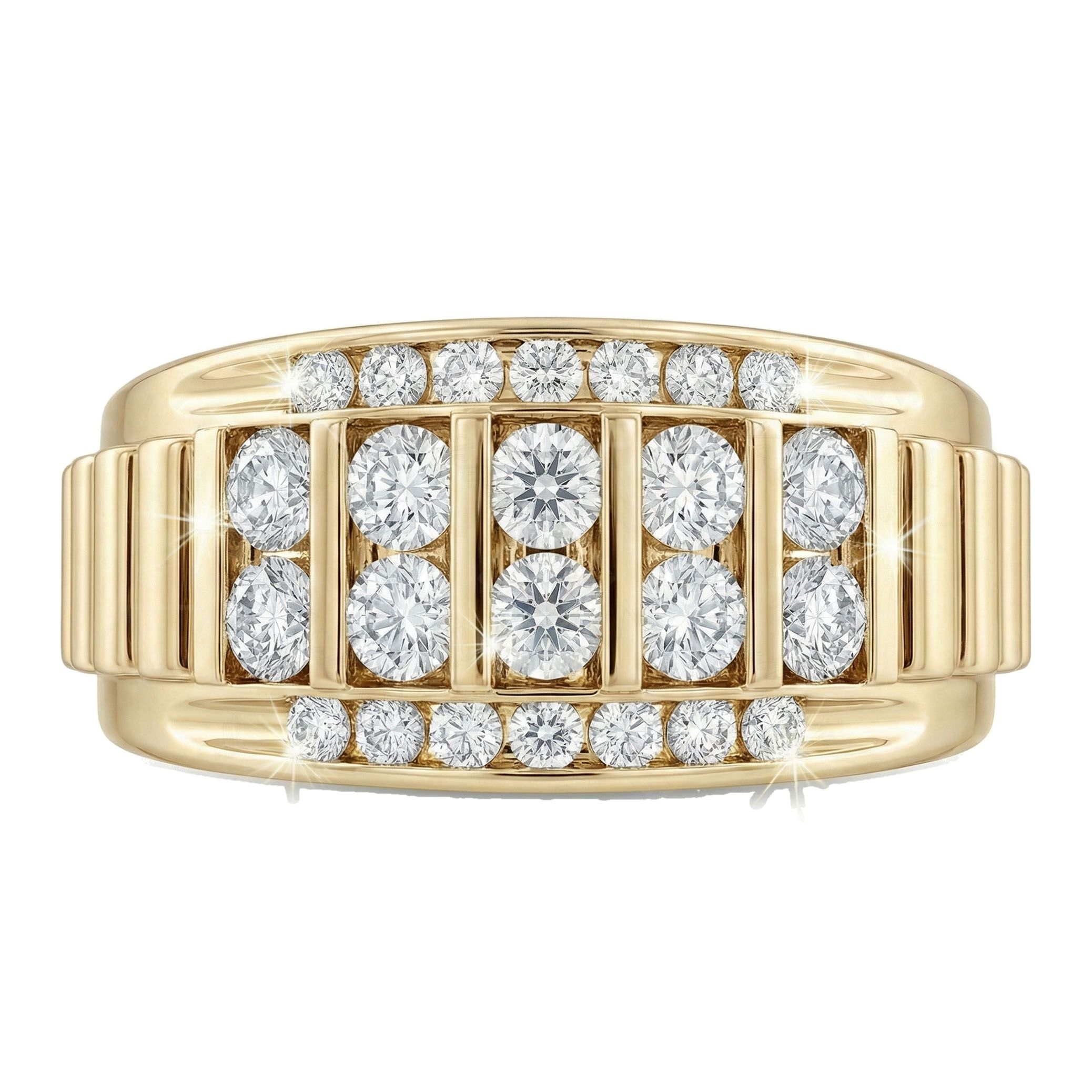 0.90 ct EF VS Lab Grown Diamond Mens Wedding Band in 14k Yellow Gold _ Sz1250 6592