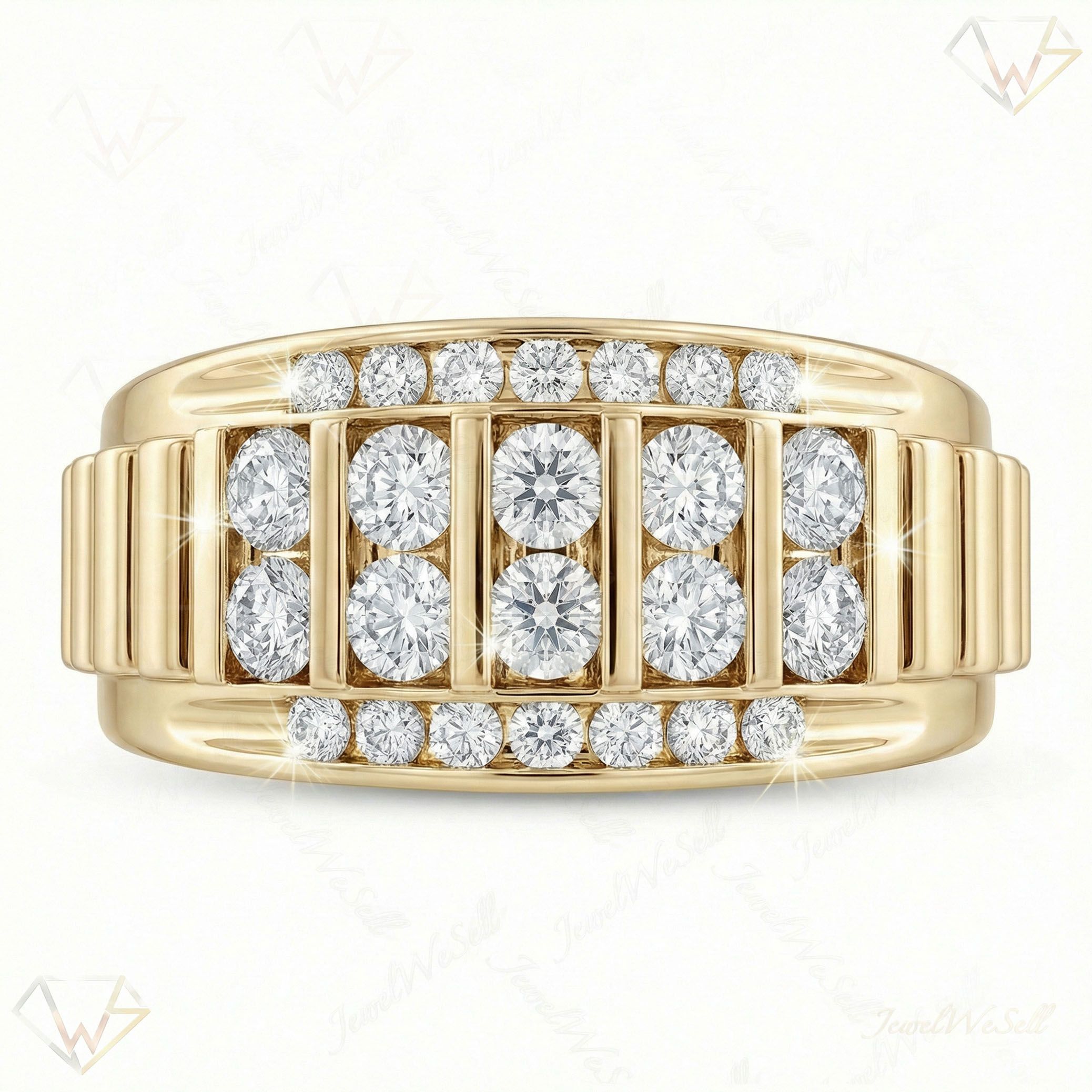 0.90 ct EF VS Lab Grown Diamond Mens Wedding Band in 14k Yellow Gold _ Sz1300 6592