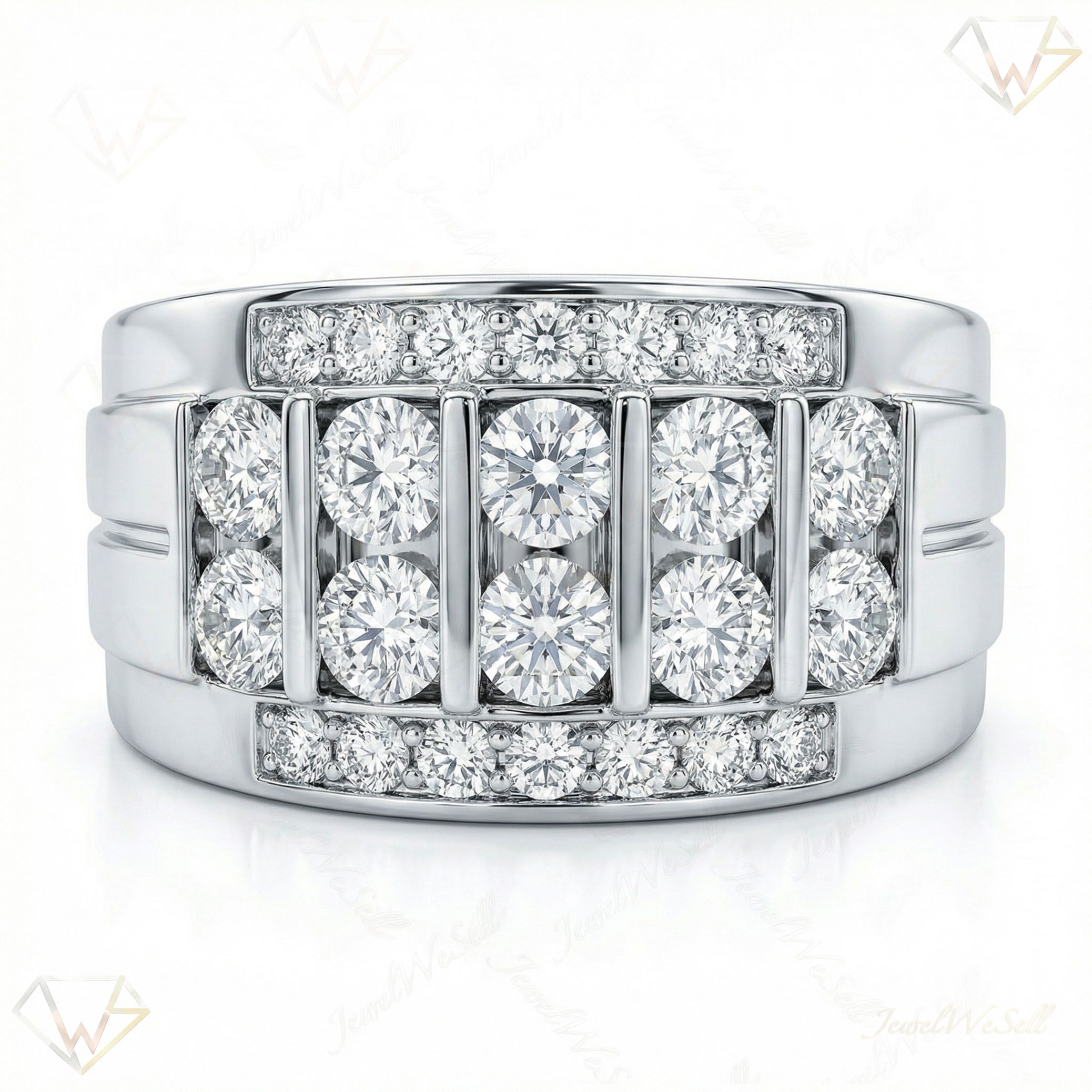 0.90 ct EF VS Lab Grown Diamond Mens Wedding Band in 10k White Gold _ Sz0975 6609