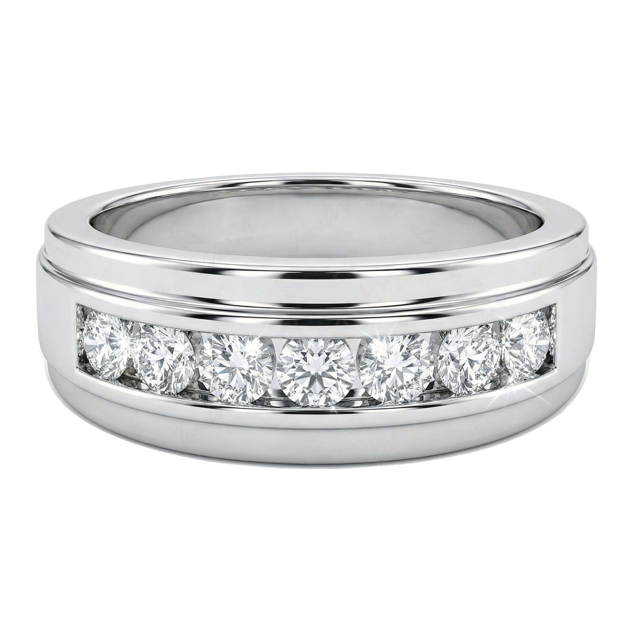 0.60 ct EF VS Moissanite Mens Wedding Band in 925 Sterling SIlver _ Sz0875 6636