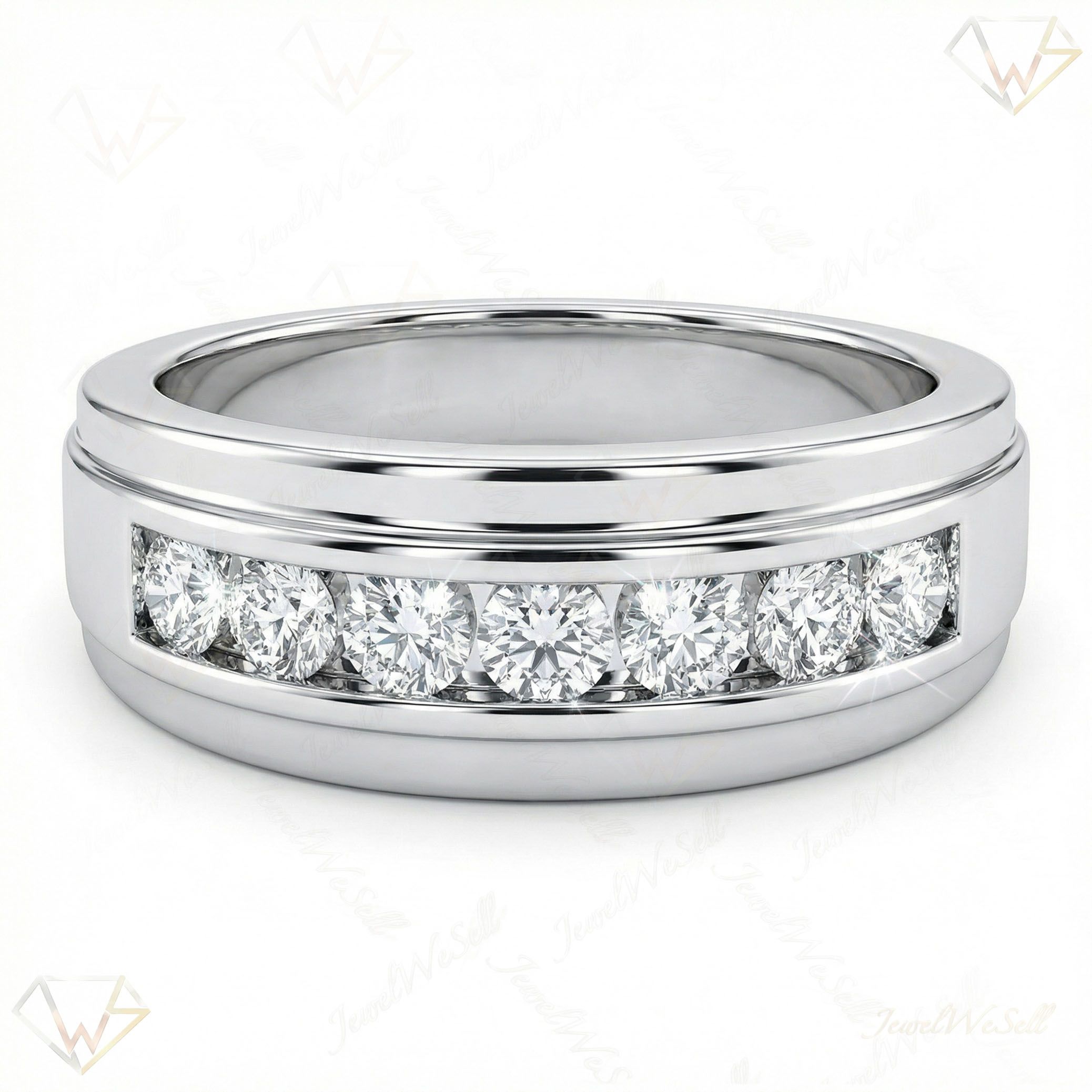 0.60 ct EF VS Moissanite Mens Wedding Band in 925 Sterling SIlver _ Sz0575 6636