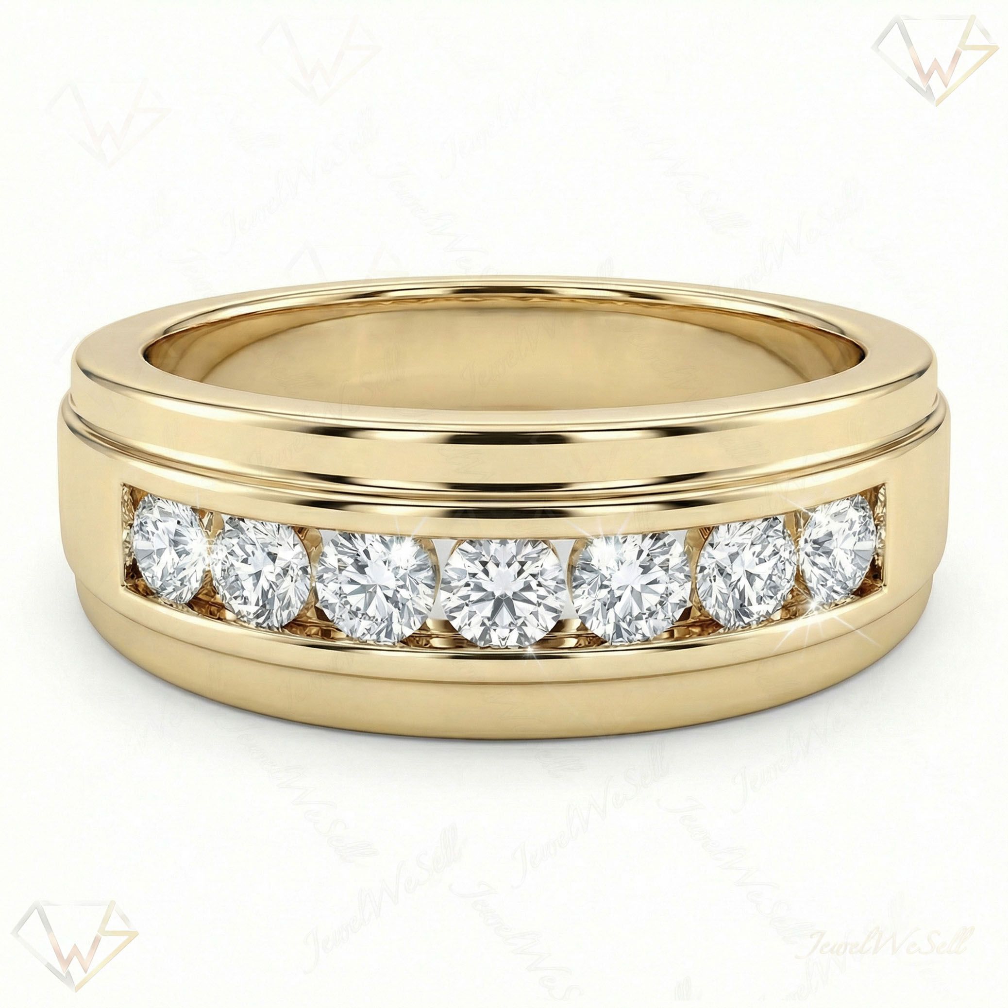 0.60 ct EF VS Lab Grown Diamond Mens Wedding Band in 10k Yellow Gold _ Sz0500 6636
