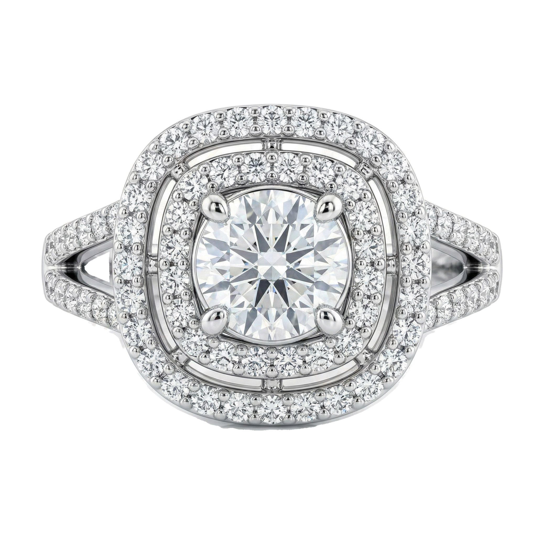 1.80 ct EF VS Lab Grown Diamond Halo Engagement Ring in 10k White Gold _ Sz0625 6660
