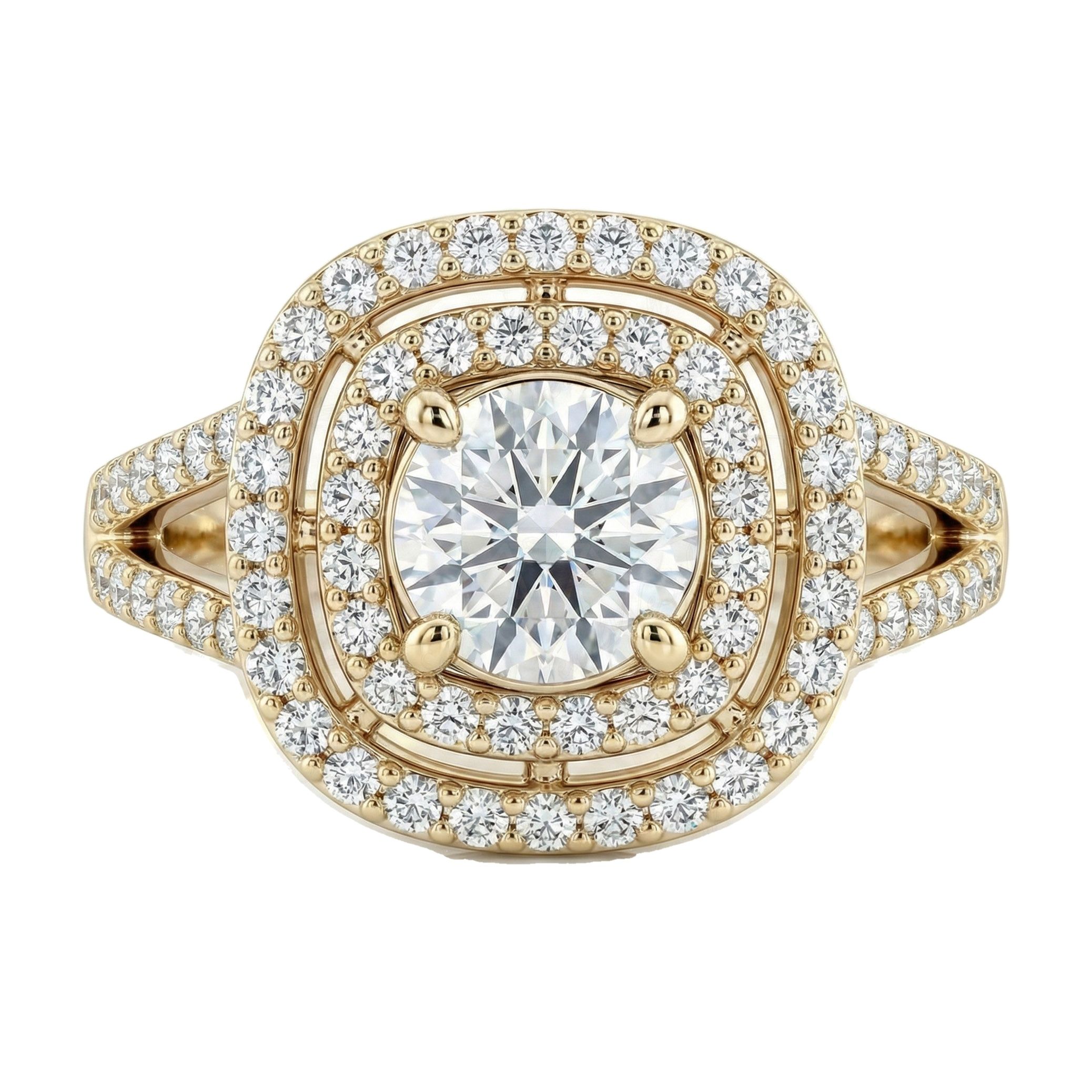 1.80 ct EF VS Lab Grown Diamond Halo Engagement Ring in 10k Yellow Gold _ Sz0825 6660