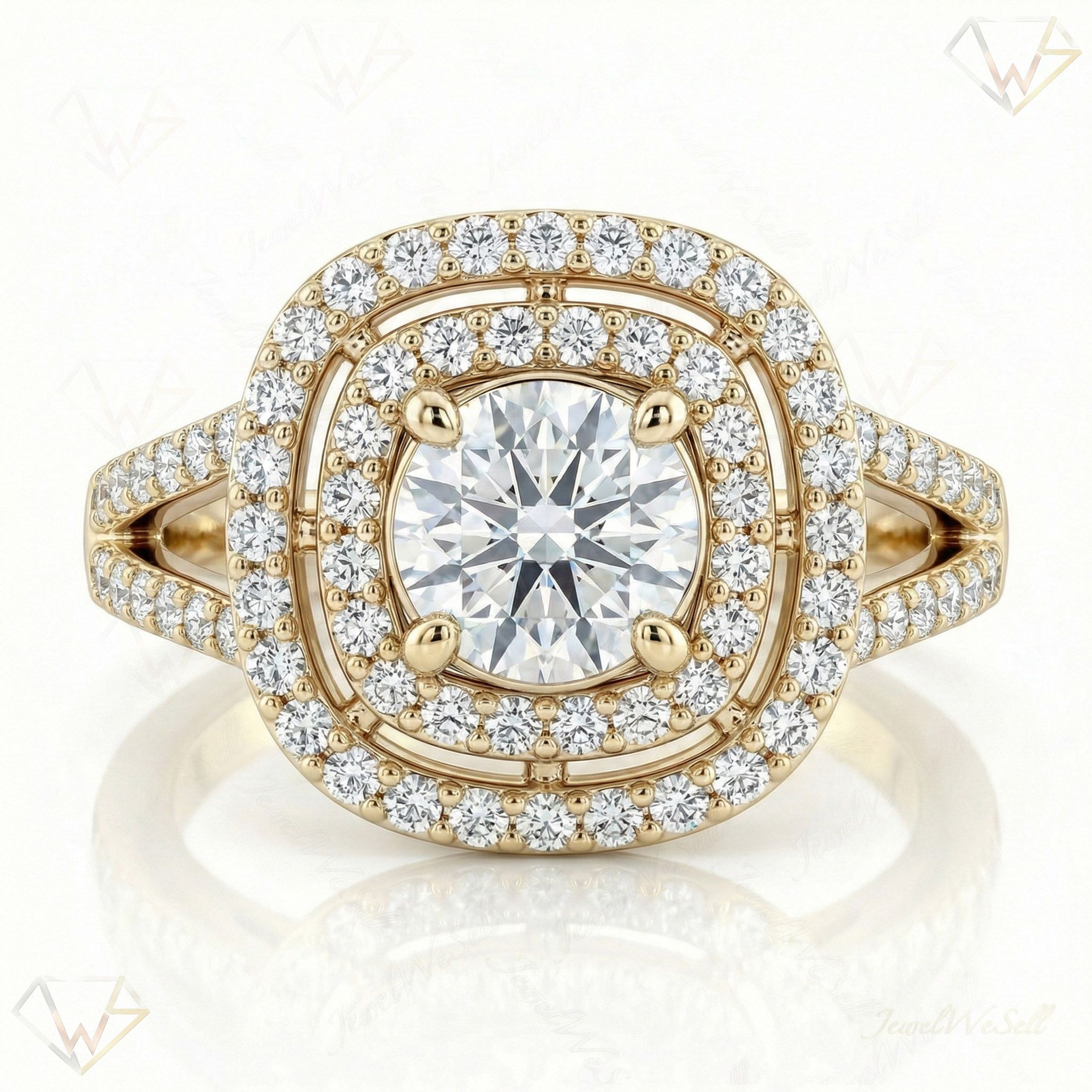 1.80 ct EF VS Lab Grown Diamond Halo Engagement Ring in 14k Yellow Gold _ Sz0475 6660