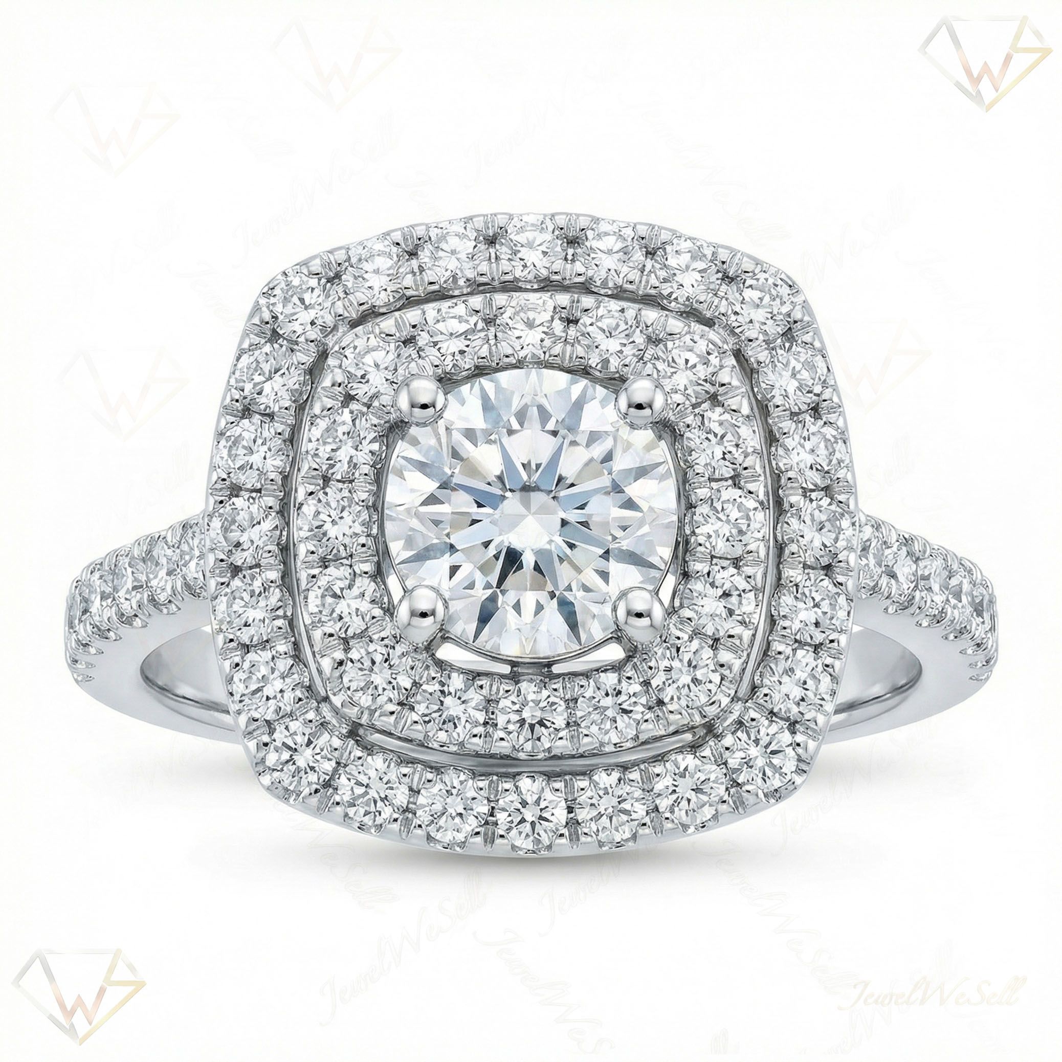 1.15 ct EF VS Moissanite Halo Engagement Ring in 925 Sterling SIlver _ Sz0675 6710