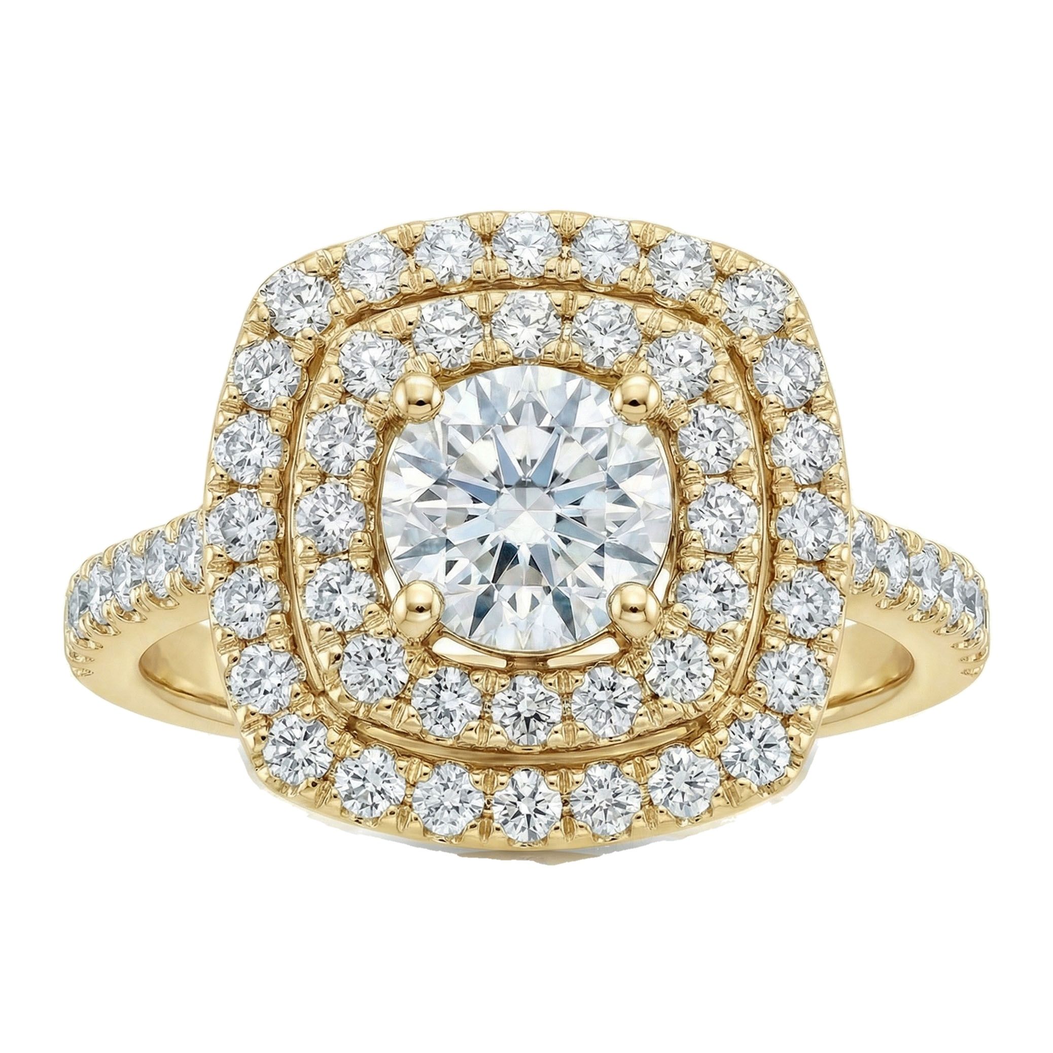 1.15 ct EF VS Lab Grown Diamond Halo Engagement Ring in 10k Yellow Gold _ Sz0900 6710