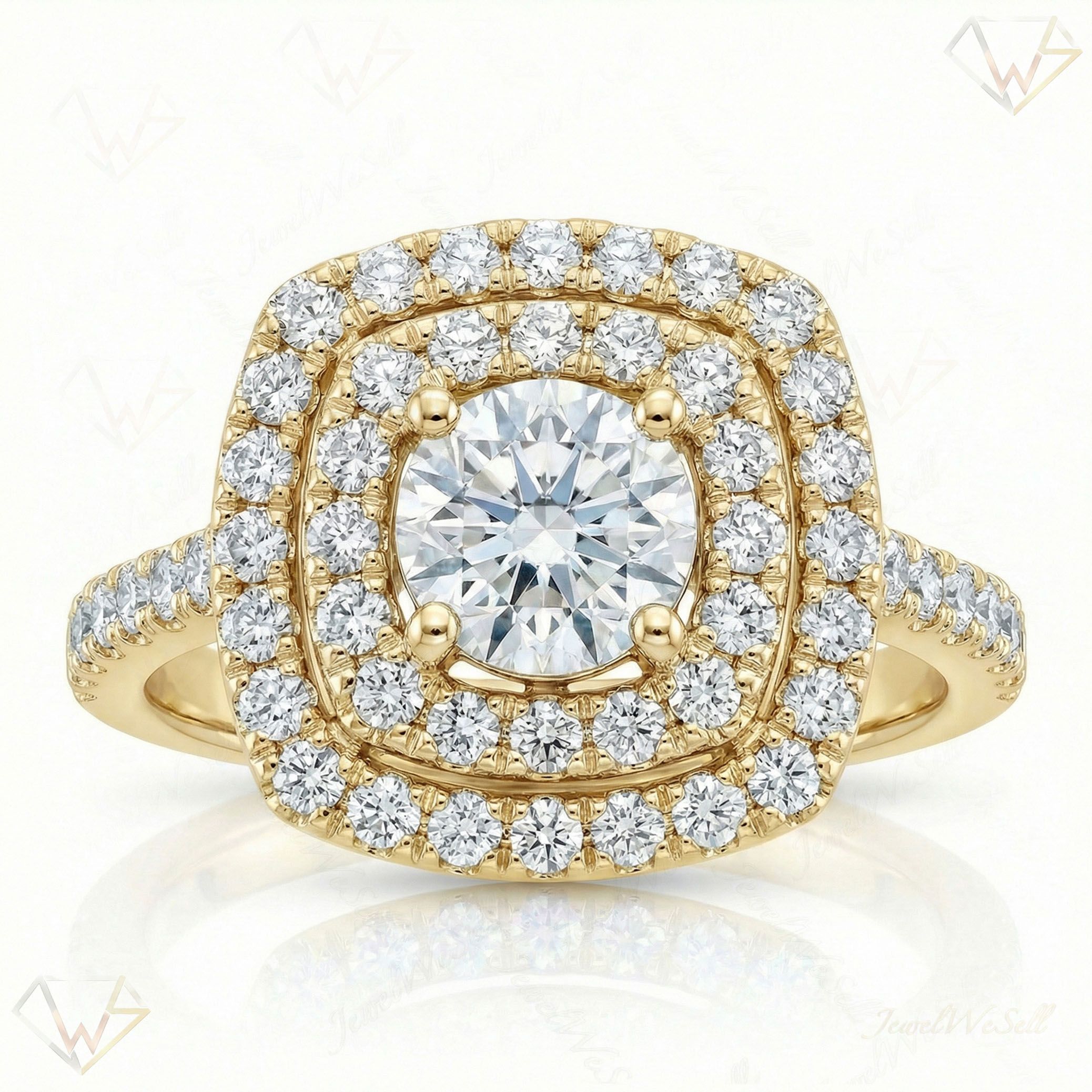 1.15 ct EF VS Lab Grown Diamond Halo Engagement Ring in 14k Yellow Gold _ Sz0475 6710