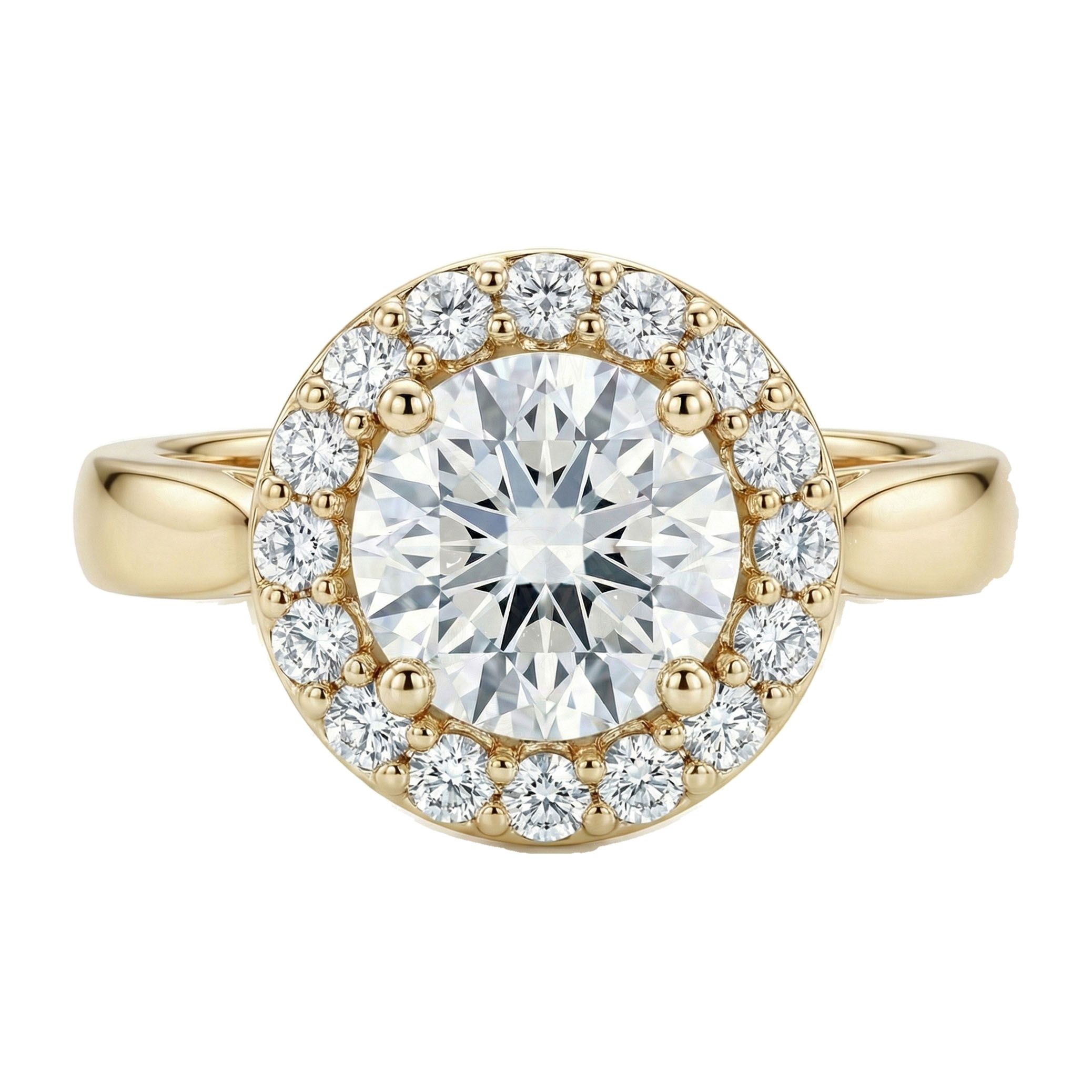1.00 ct EF VS Lab Grown Diamond Halo Engagement Ring in 10k Yellow Gold _ Sz0775 6714