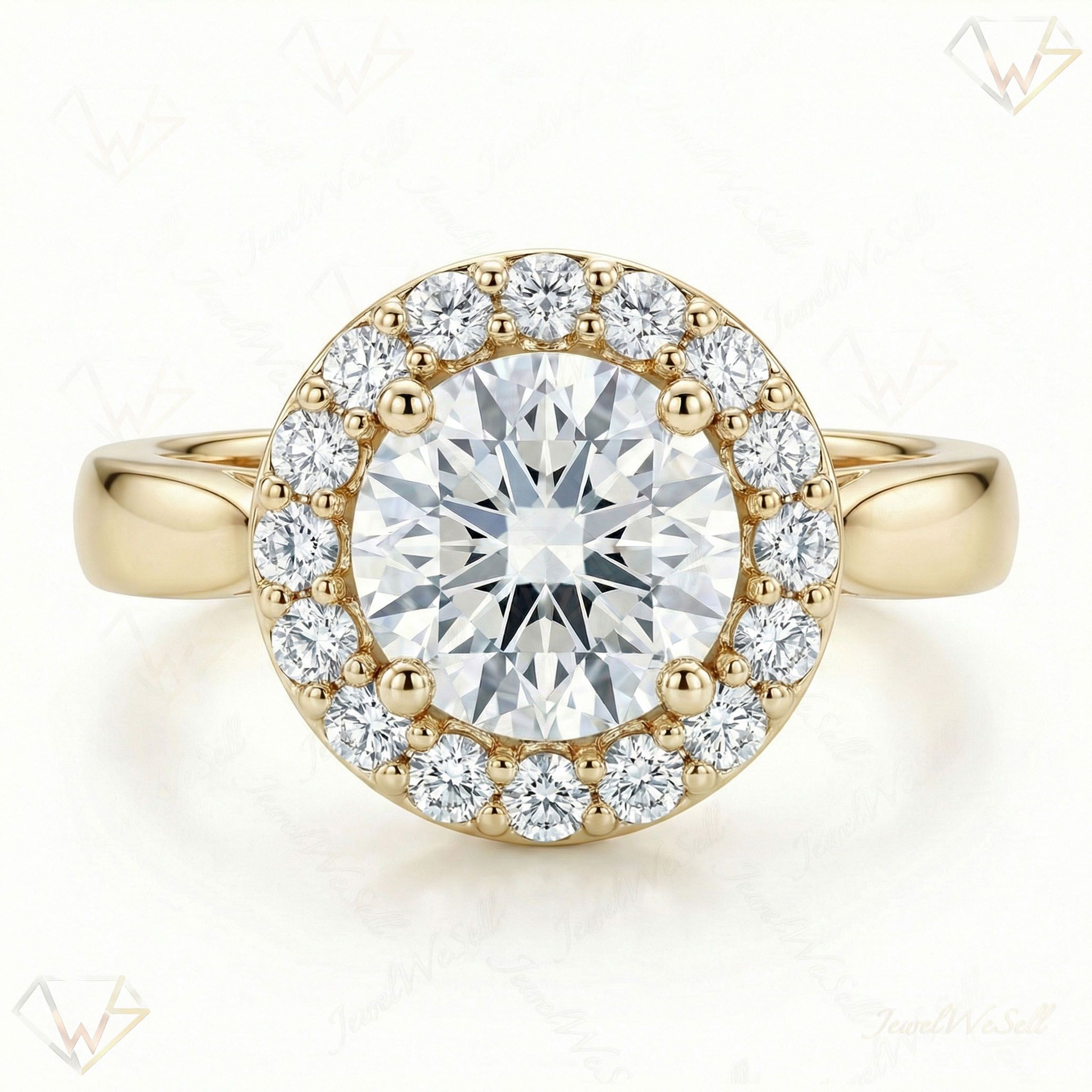 1.00 ct EF VS Lab Grown Diamond Halo Engagement Ring in 10k Yellow Gold _ Sz0700 6714