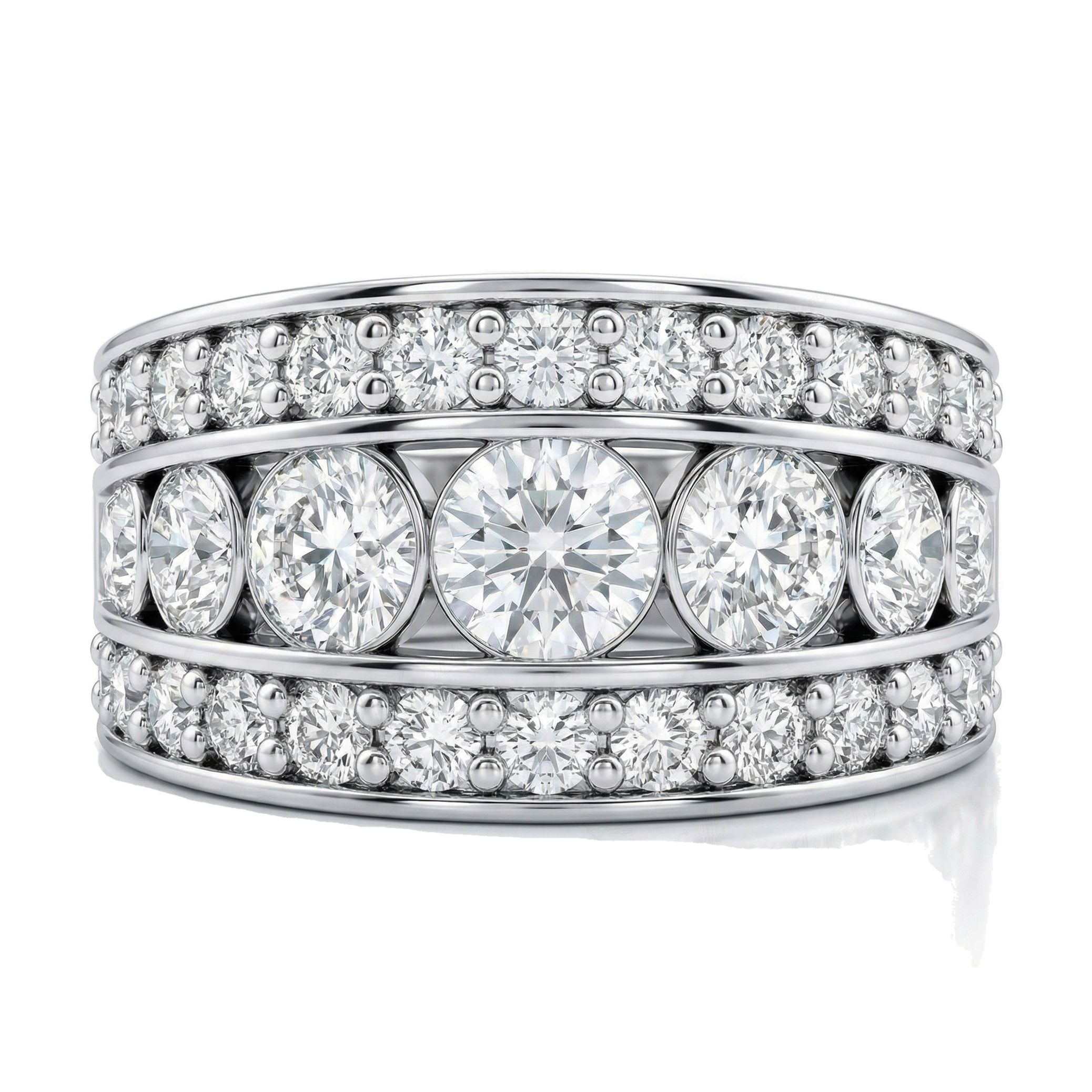 1.75 ct EF VS Lab Grown Diamond Multi Row Wedding Band in 10k White Gold _ Sz0400 6734