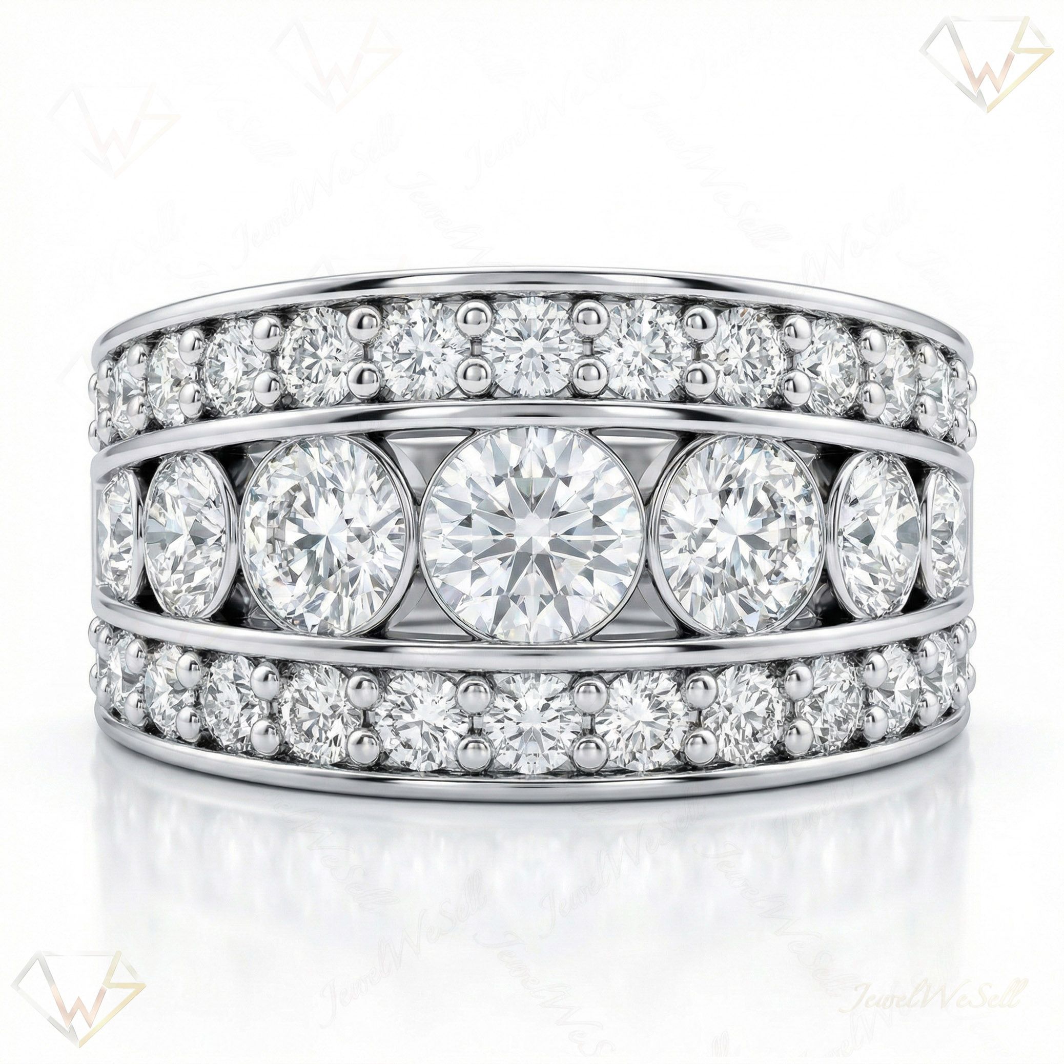 1.75 ct EF VS Lab Grown Diamond Multi Row Wedding Band in 14k White Gold _ Sz0475 6734