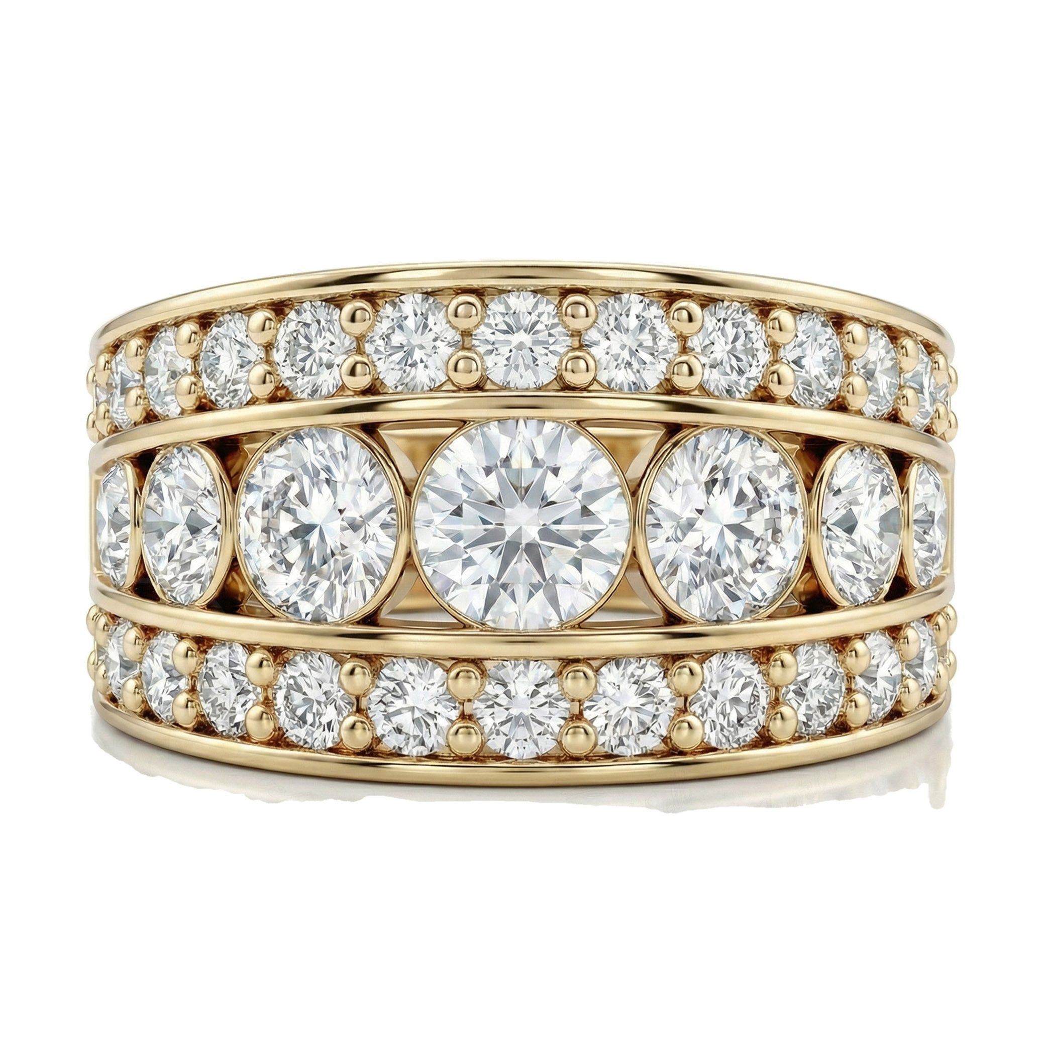 1.75 ct EF VS Lab Grown Diamond Multi Row Wedding Band in 10k Yellow Gold _ Sz0600 6734