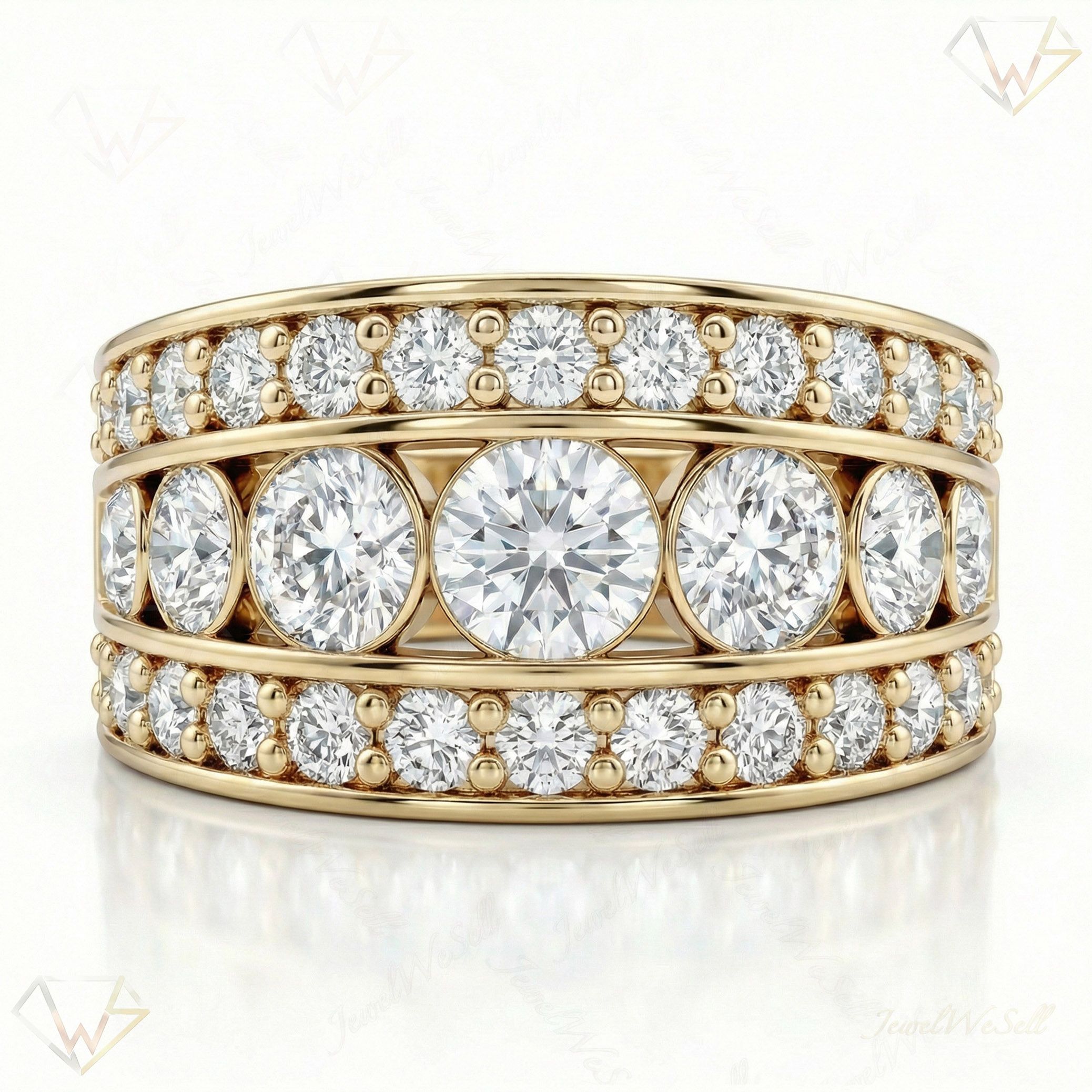 1.75 ct EF VS Lab Grown Diamond Multi Row Wedding Band in 10k Yellow Gold _ Sz0450 6734