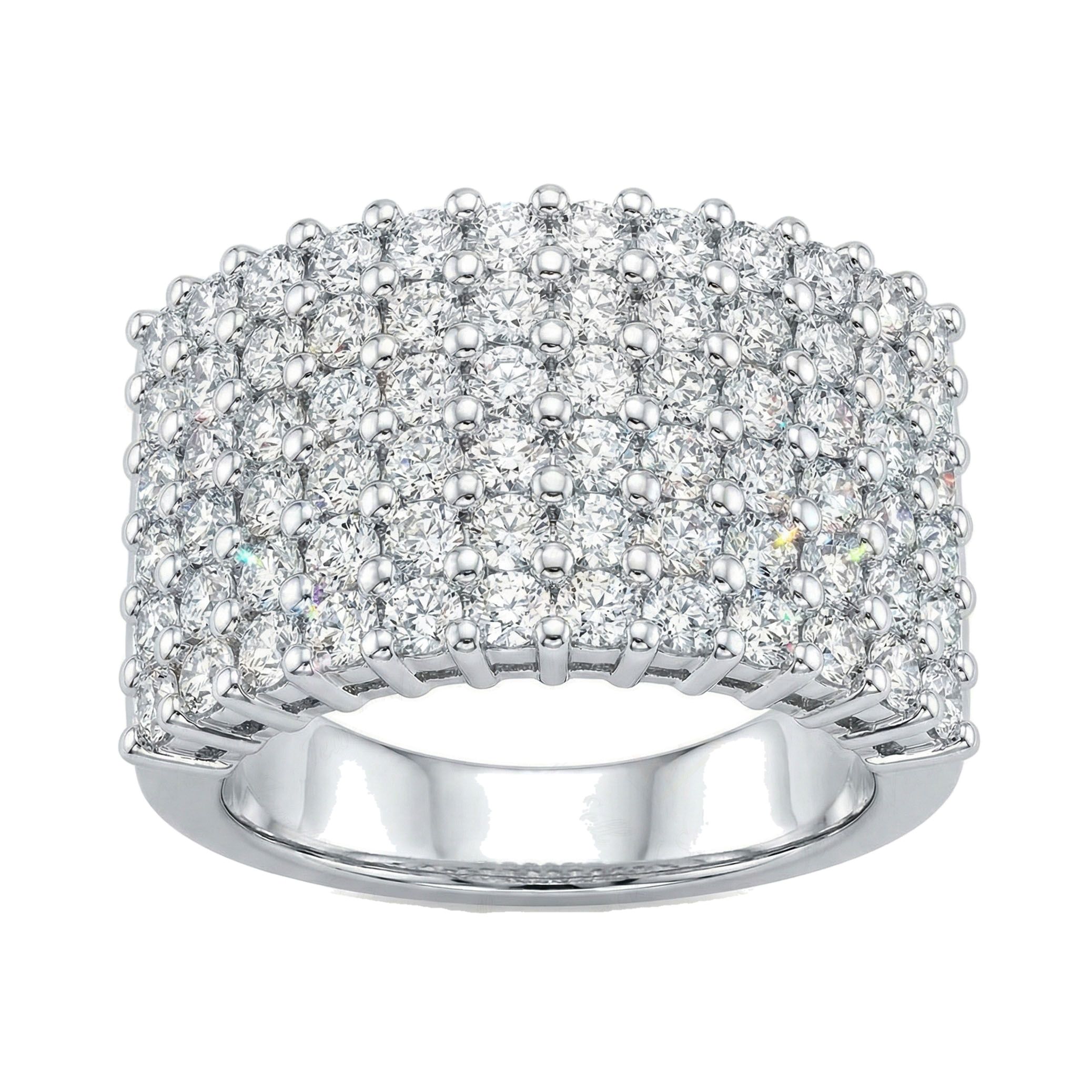 3.25 ct EF VS Moissanite Multi Row Wedding Band in 925 Sterling SIlver _ Sz1025 6890