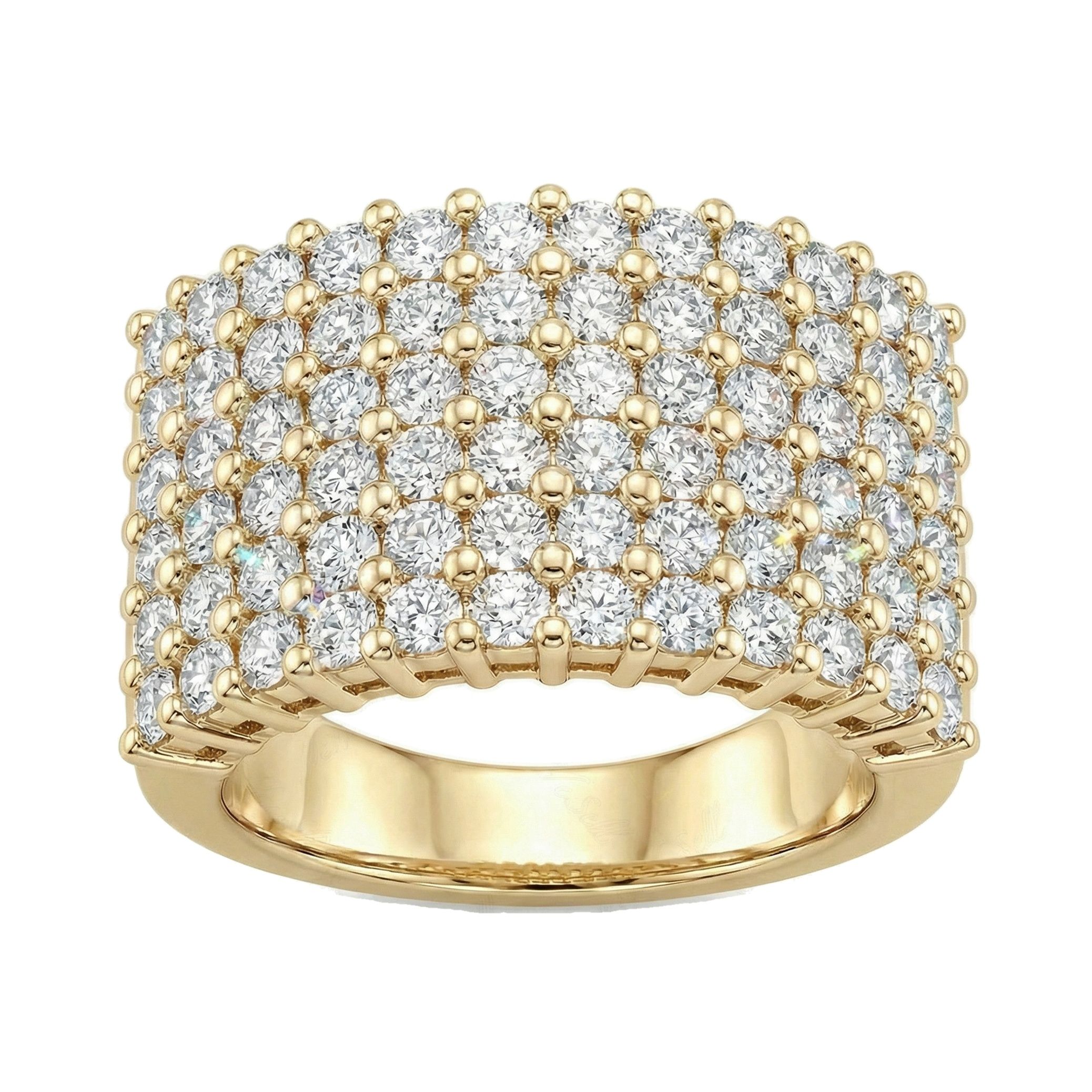 3.25 ct EF VS Lab Grown Diamond Multi Row Wedding Band in 10k Yellow Gold _ Sz1275 6890
