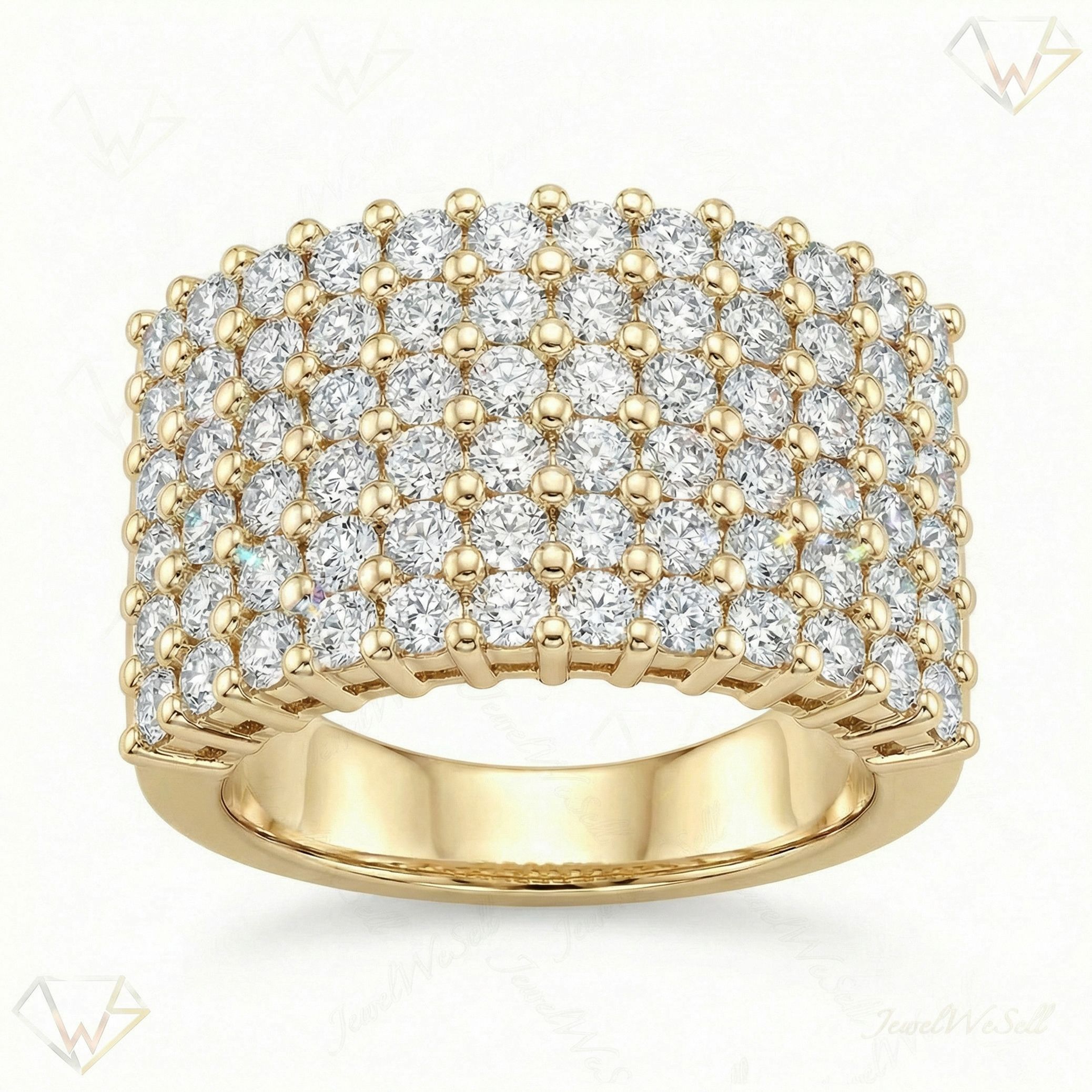 3.25 ct EF VS Lab Grown Diamond Multi Row Wedding Band in 14k Yellow Gold _ Sz0975 6890