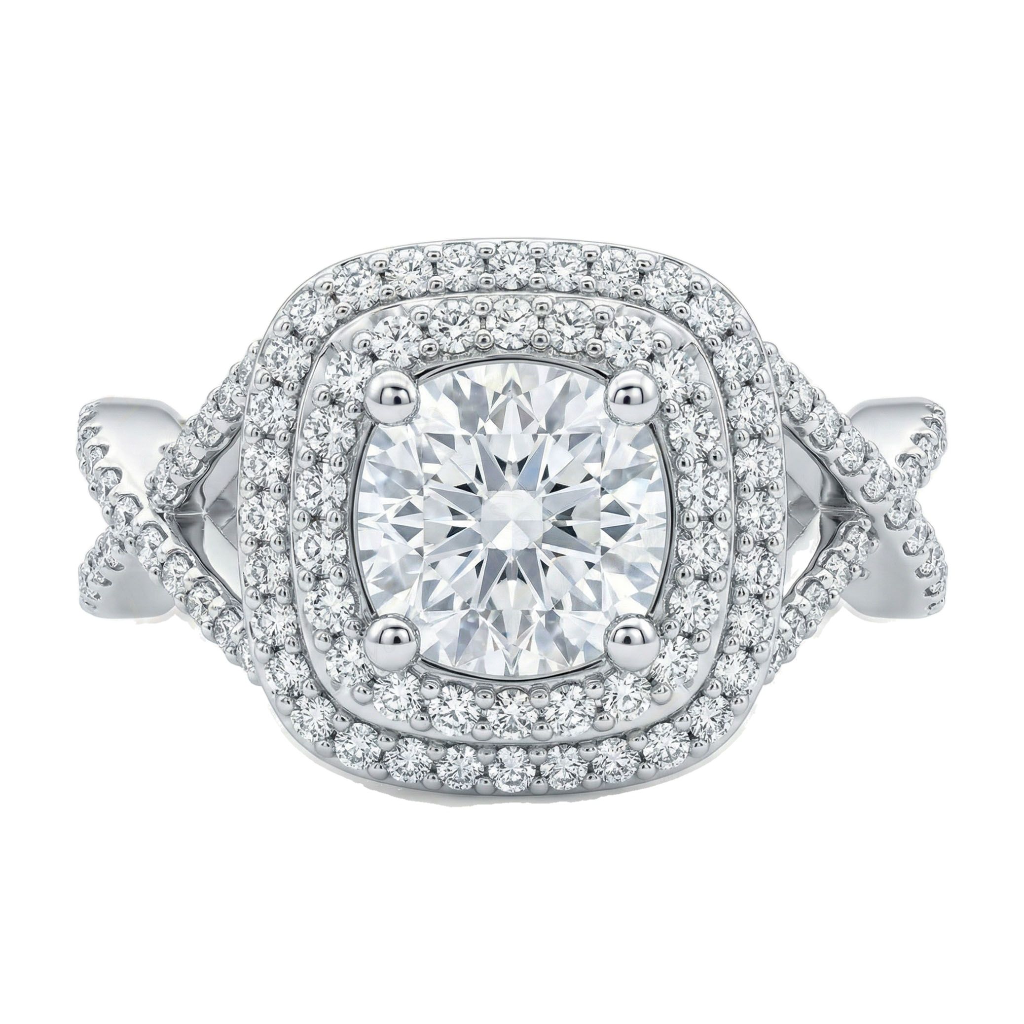 2.15 ct EF VS Lab Grown Diamond Halo Engagement Ring in 14k White Gold _ Sz0725 6933