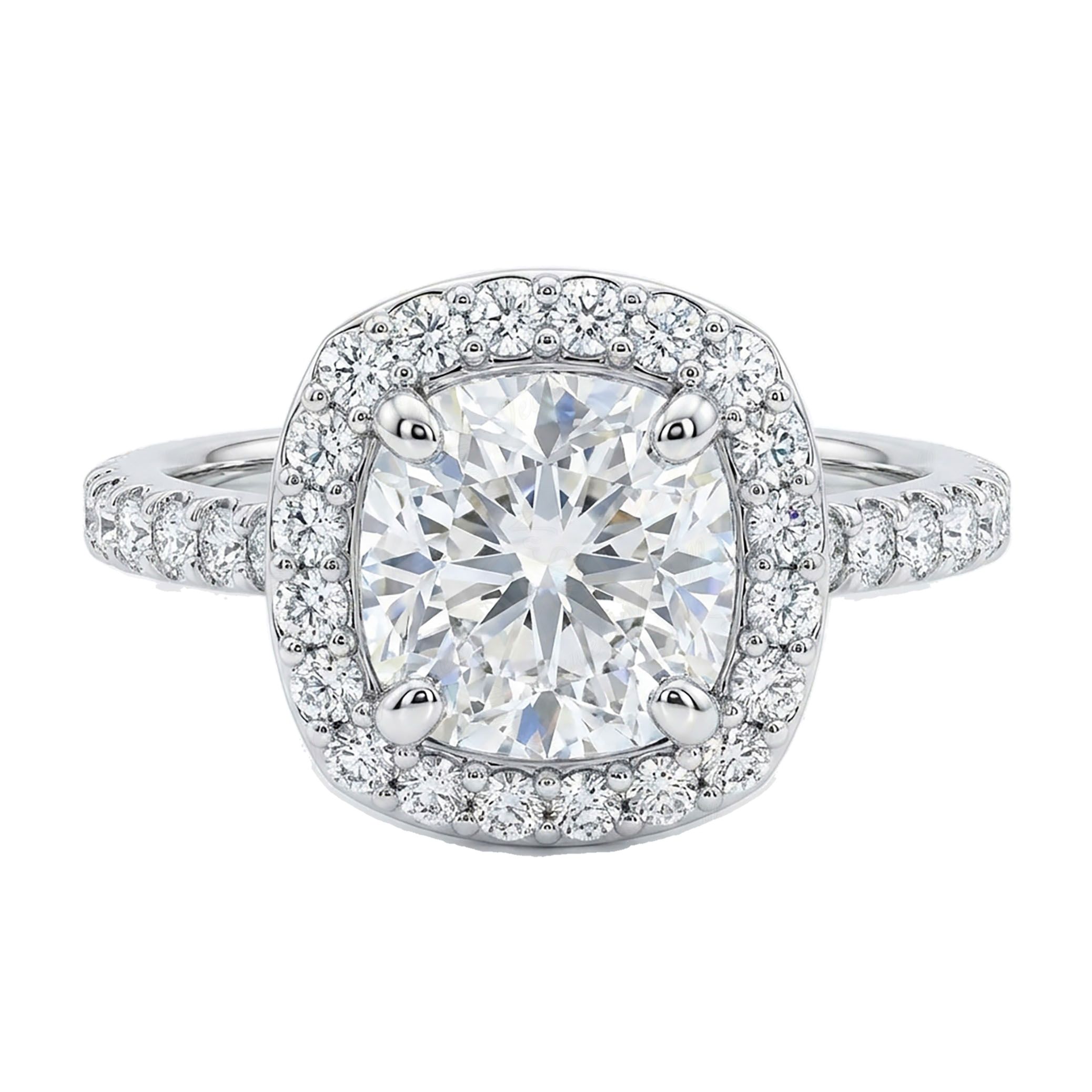 2.80 ct EF VS Lab Grown Diamond Halo Engagement Ring in 10k White Gold _ Sz0775 6934