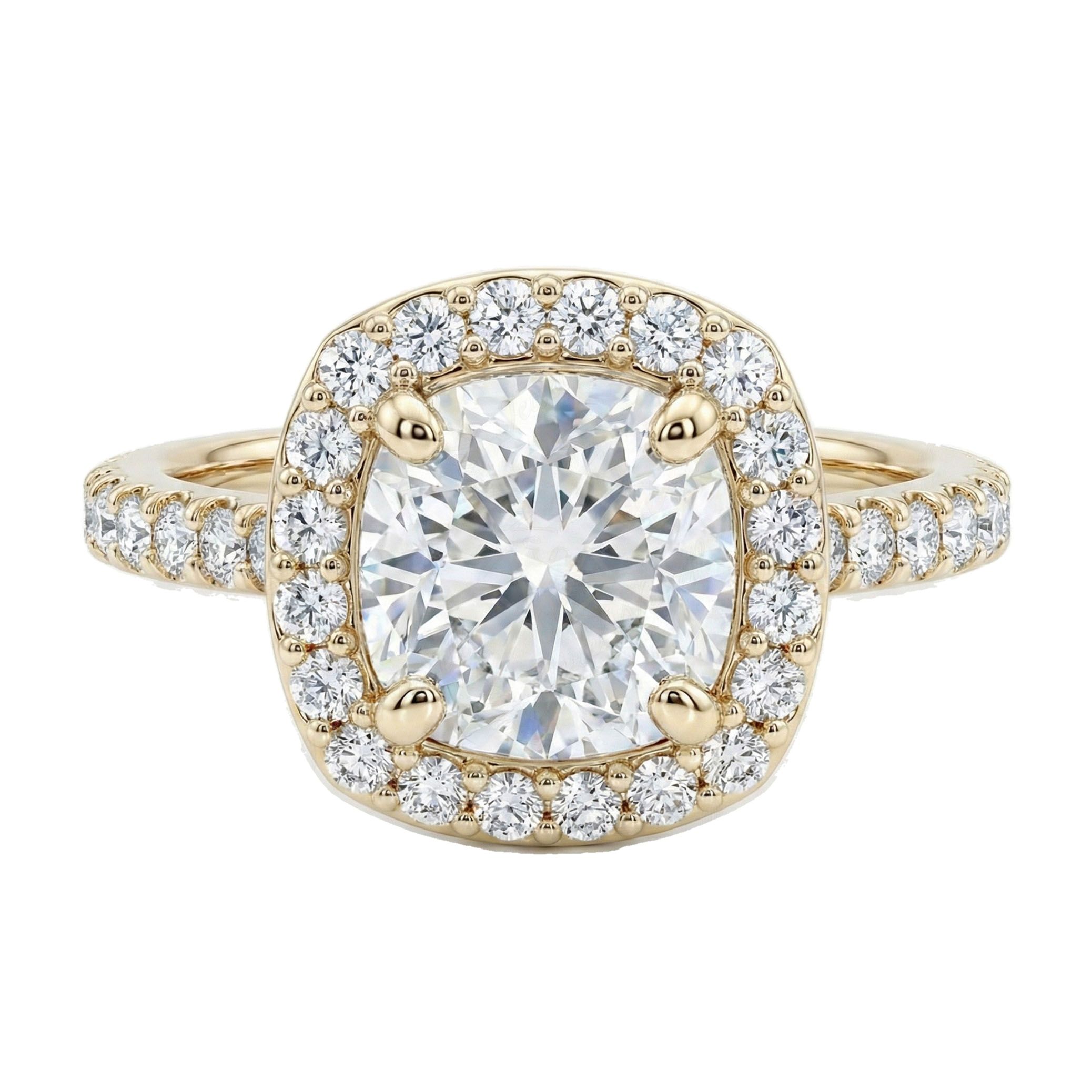 2.80 ct EF VS Lab Grown Diamond Halo Engagement Ring in 14k Yellow Gold _ Sz0650 6934