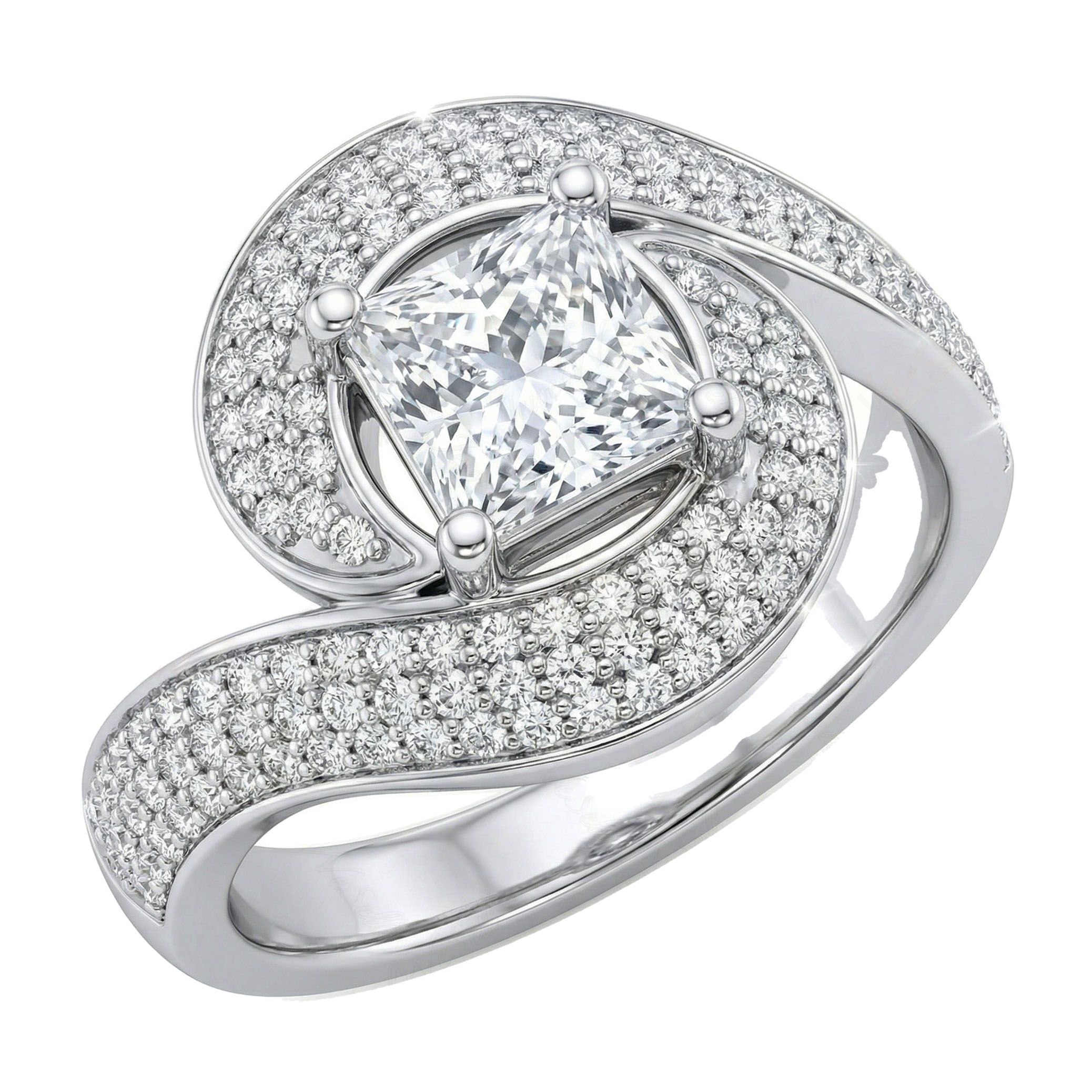 1.80 ct EF VS Lab Grown Diamond Solitaire with Accents Engagement Ring in 10k White Gold _ Sz0475 7975