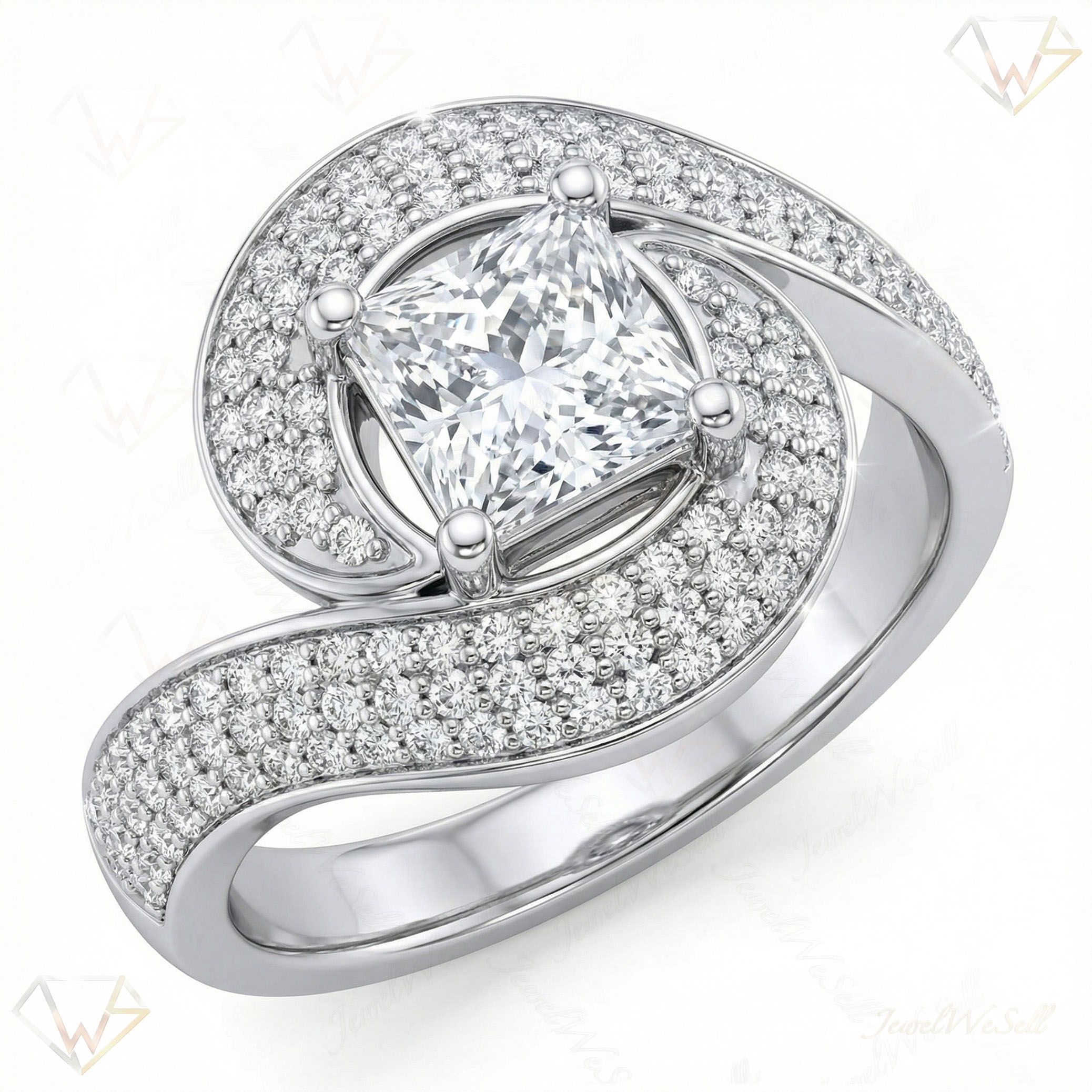 1.80 ct EF VS Lab Grown Diamond Solitaire with Accents Engagement Ring in 10k White Gold _ Sz0500 7975
