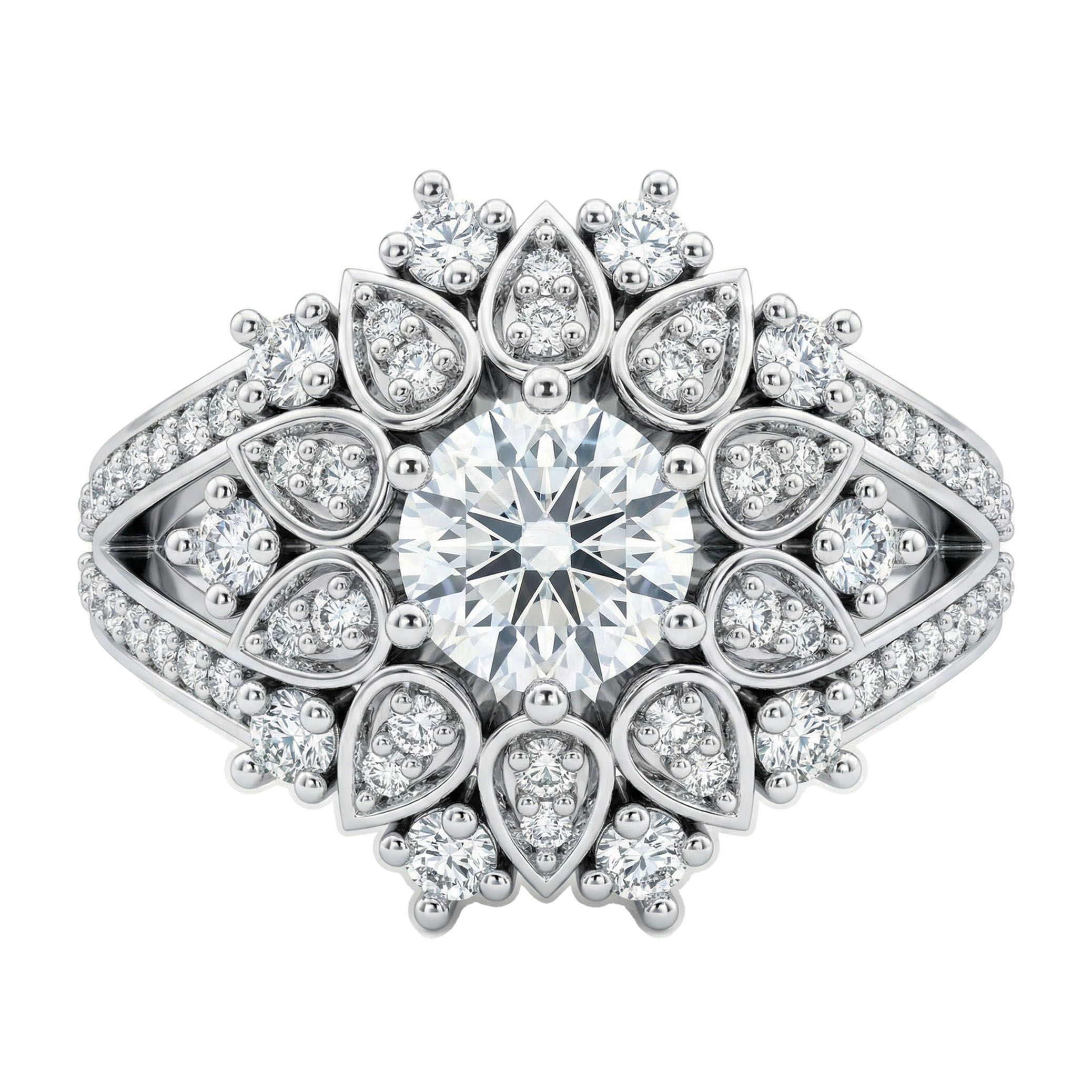 1.25 ct EF VS Lab Grown Diamond Solitaire with Accents Engagement Ring in 14k White Gold _ Sz0425 8013