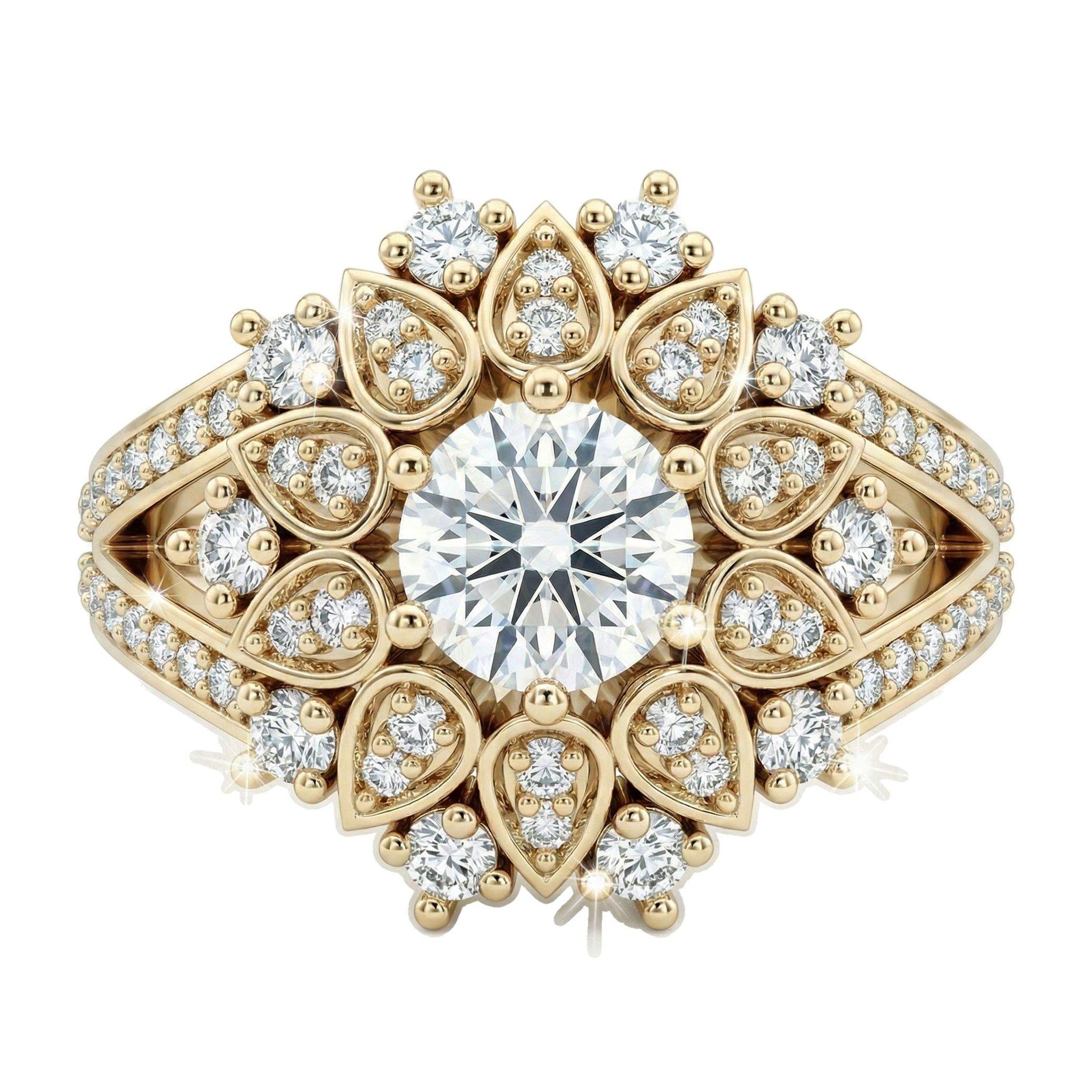 1.25 ct EF VS Lab Grown Diamond Solitaire with Accents Engagement Ring in 14k Yellow Gold _ Sz0775 8013