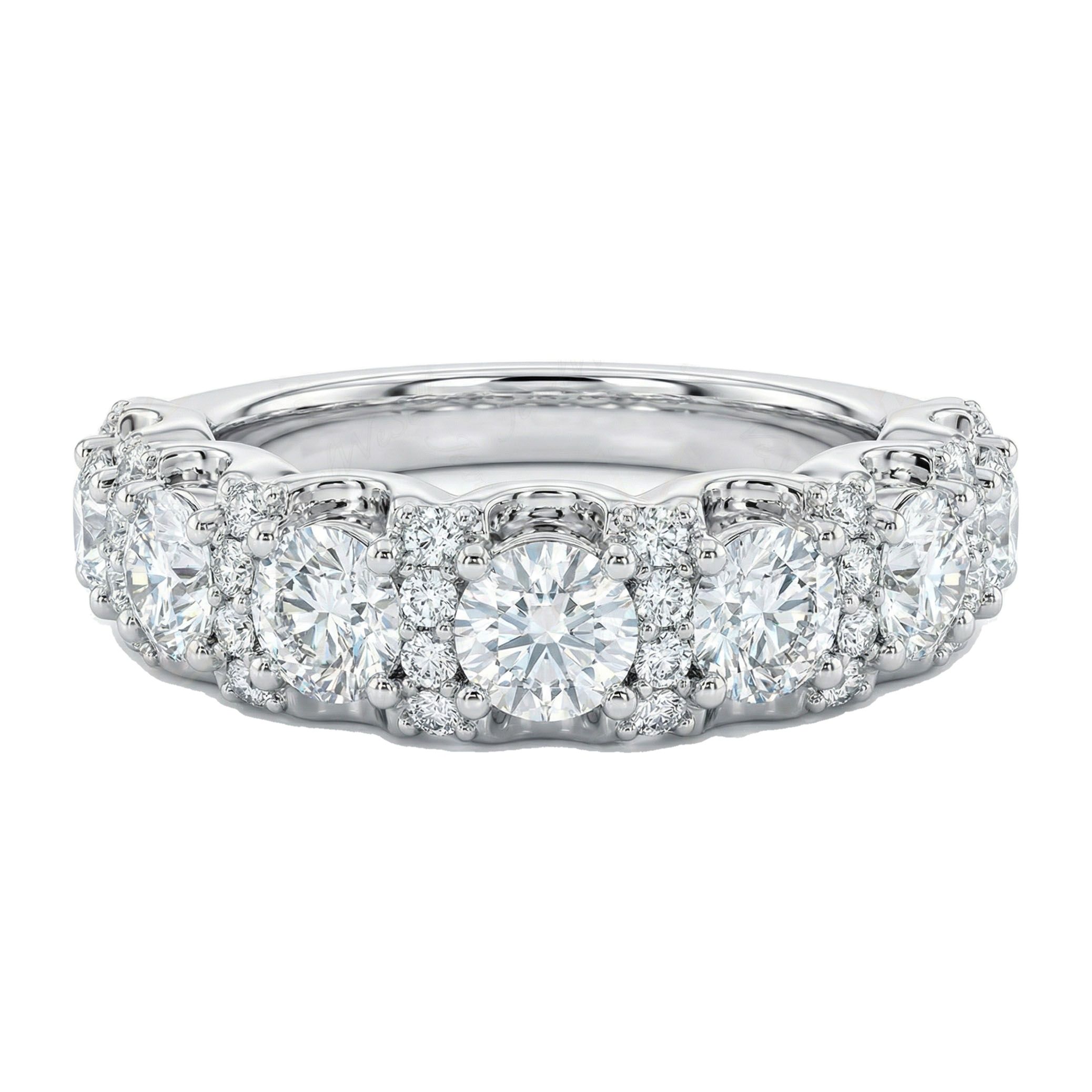 3.60 ct EF VS Lab Grown Diamond Single Row Wedding Band in 14k White Gold _ Sz0825 8016