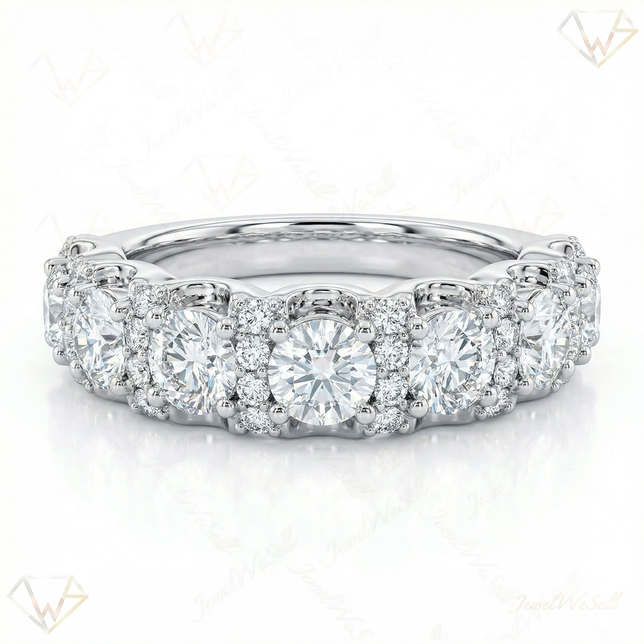 3.60 ct EF VS Lab Grown Diamond Single Row Wedding Band in 10k White Gold _ Sz0425 8016