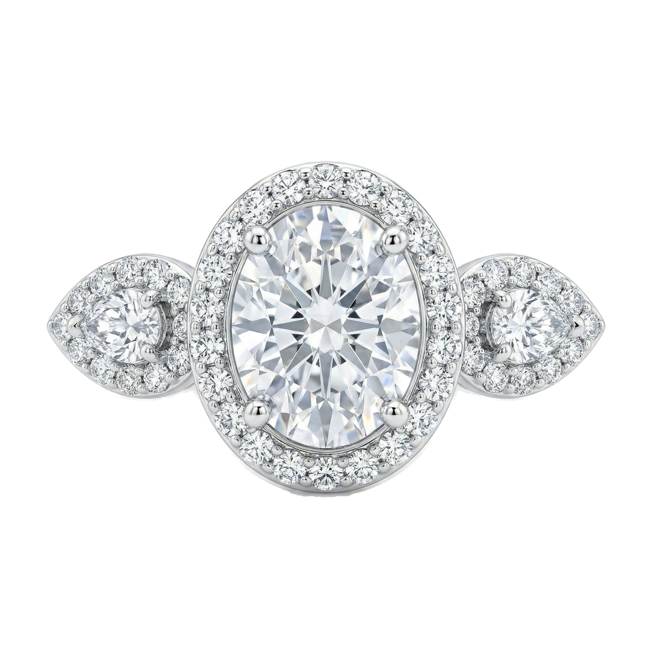 2.75 ct EF VS Lab Grown Diamond Halo Engagement Ring in 14k White Gold _ Sz0775 8157